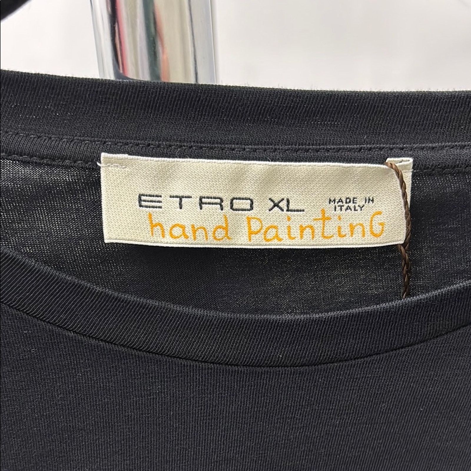 Etro NWT Etro Black Short Sleeve Tee with Leopard hand paintin XL Size US XL / EU 56 / 4 - 2 Thumbnail