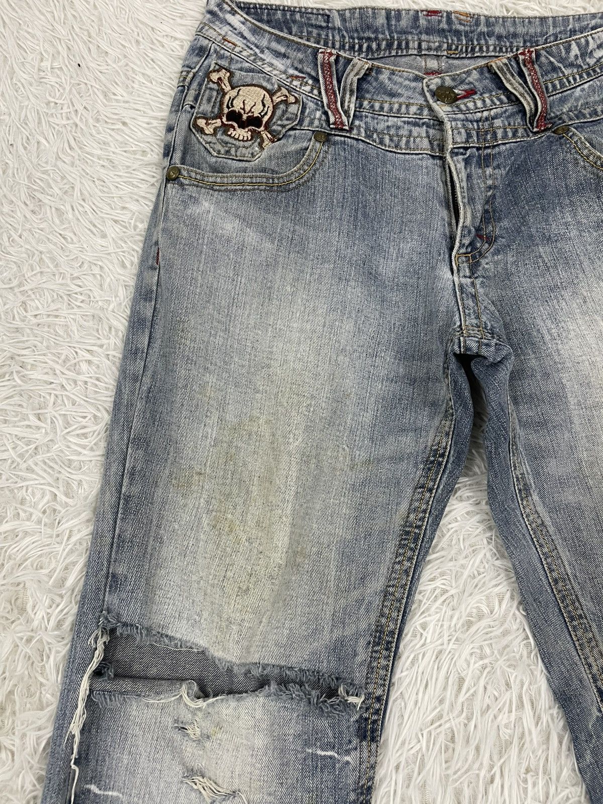 Japanese Brand Skull The World of Freedom Flare Jeans Pant Size US 33 - 6 Thumbnail