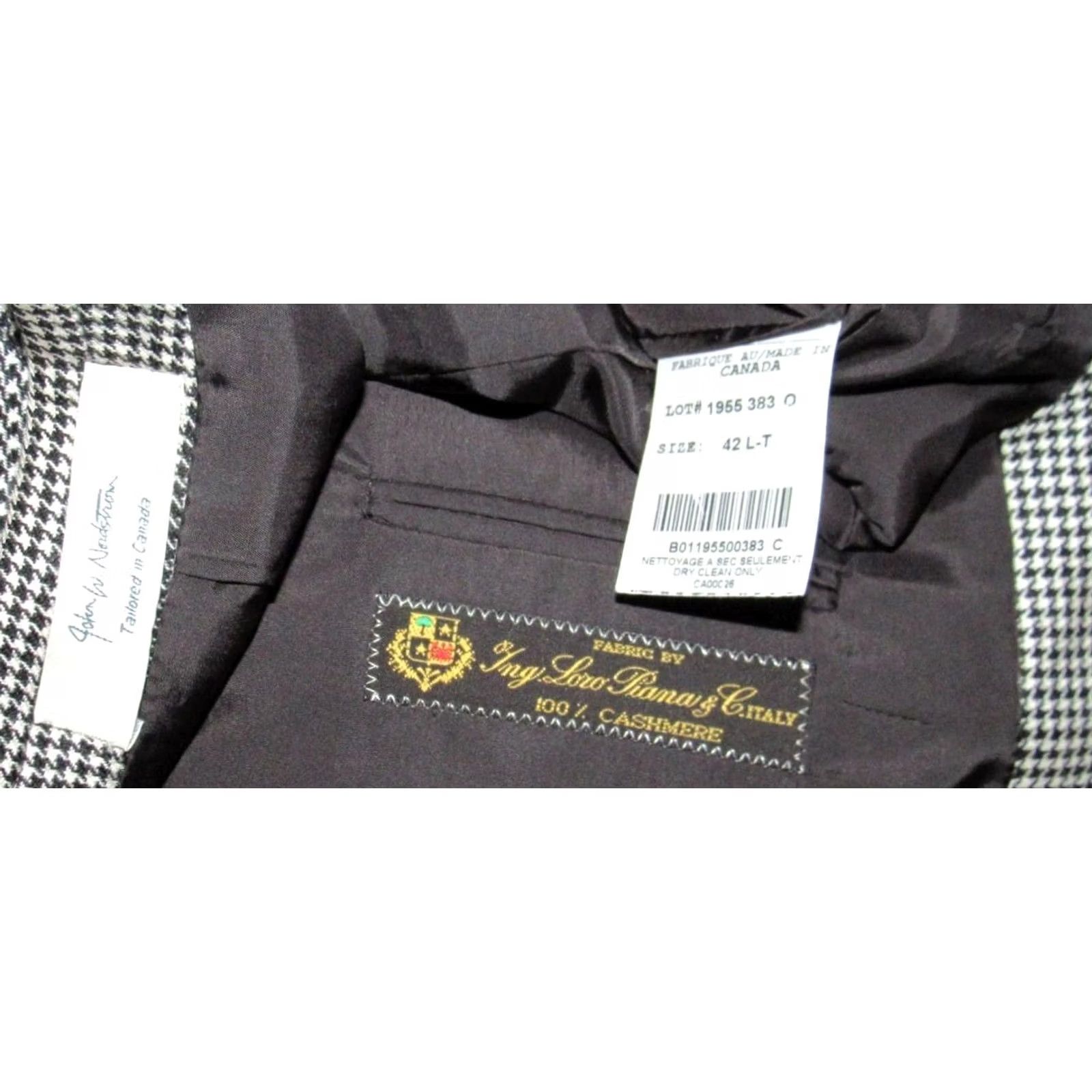Loro Piana VINTAGE JOHN NORDSTROM Loro Piana Cashmere Blazer Jacket 42 Long Black White Houndstooth Mens Blazer XS-... Size 42R - 5 Thumbnail