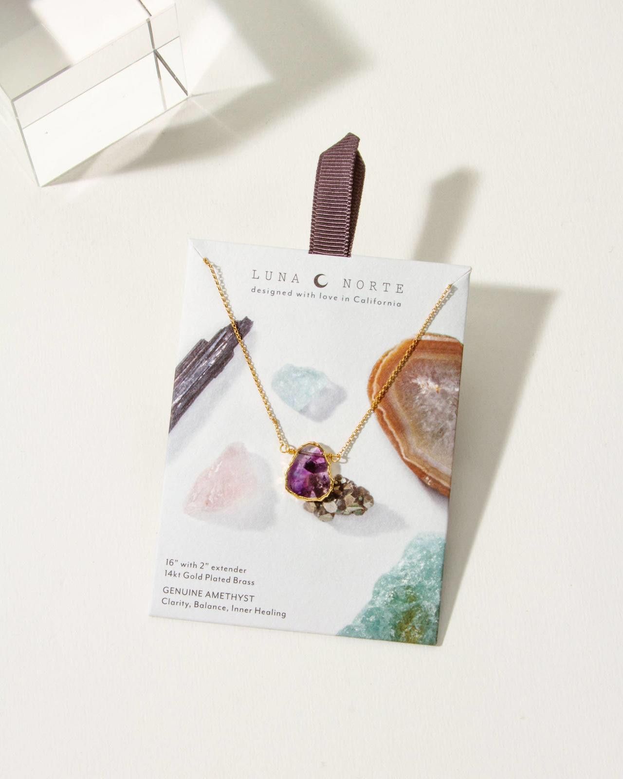 Other Earth, Wind and Fire Genuine Stone Necklace Gold- Amethyst Size ONE SIZE - 2 Thumbnail