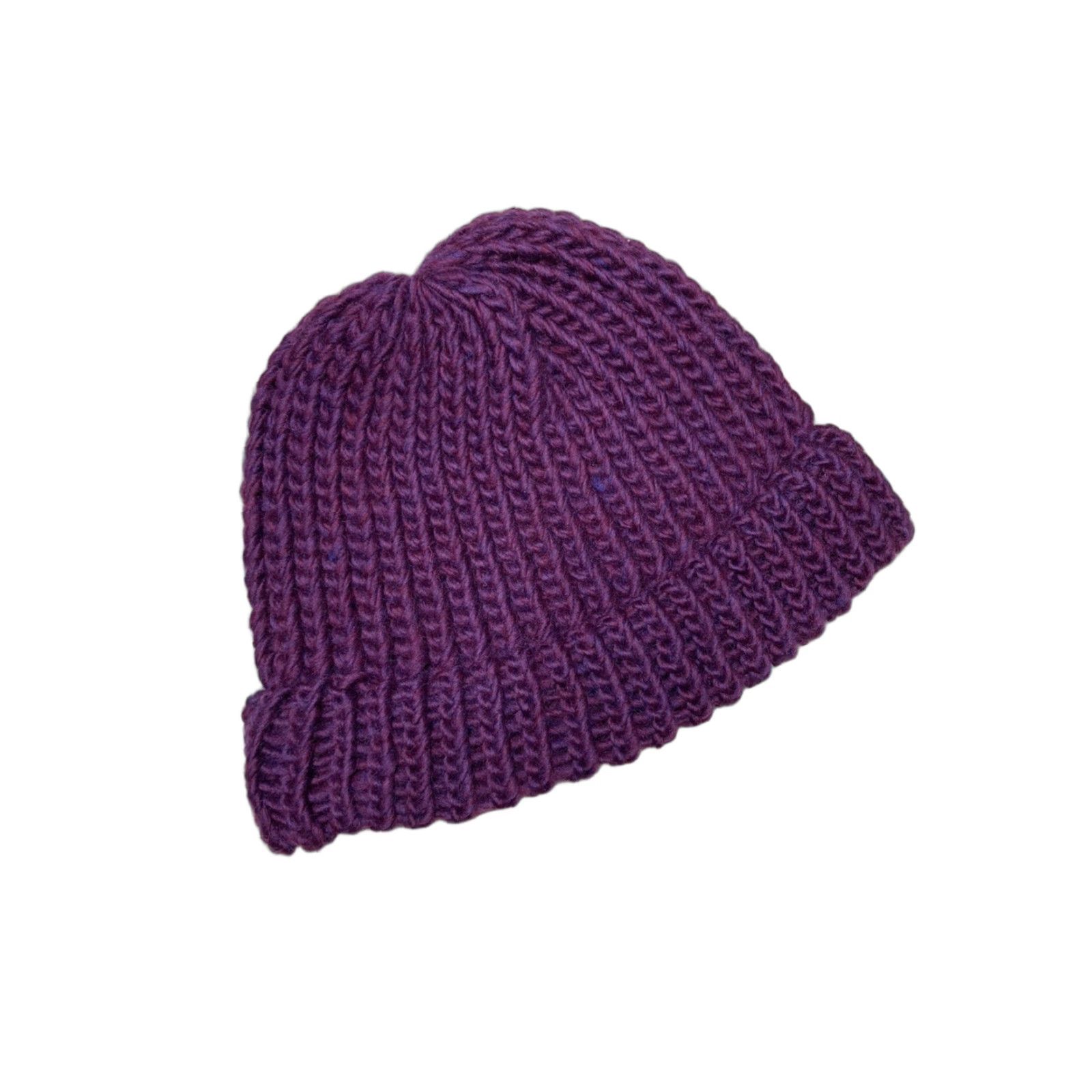 Vintage VINTAGE Crochet knit beanie hand made midnight purple cap snow toboggan soft adult Size ONE SIZE - 1 Thumbnail