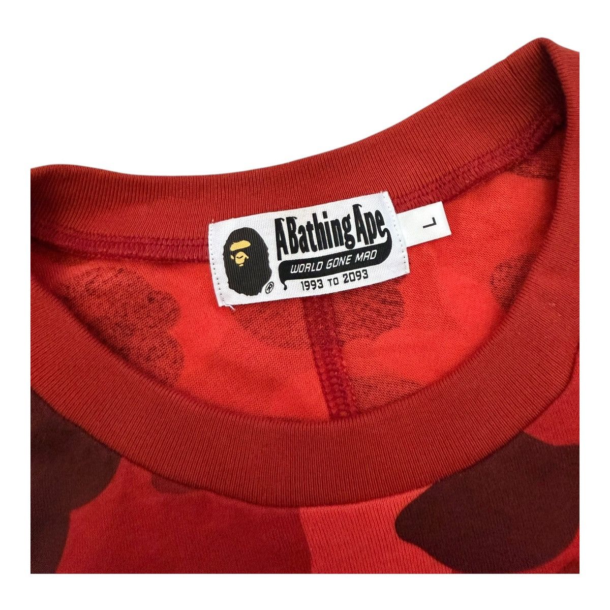 Bape BAPE Red Camo Long Sleeve Tee Lightning Bolt Sleeve Size L Size US L / EU 52-54 / 3 - 9 Thumbnail