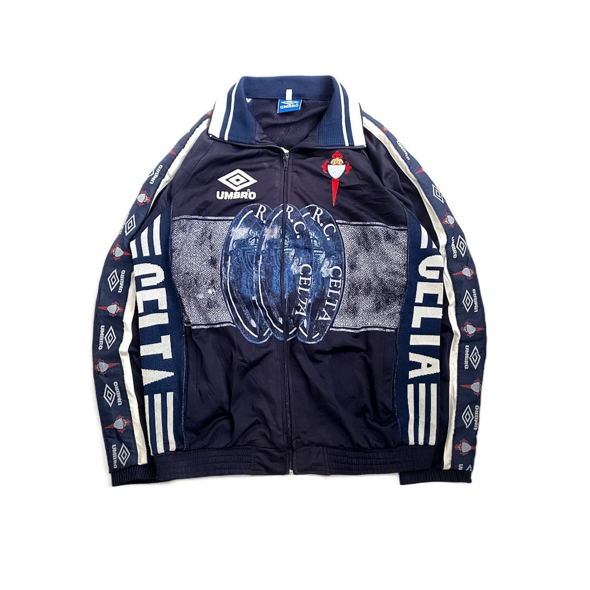 image of Vintage Umbro Celta Vigo 90's La Liga Tracktop Jacket in Navy, Men's (Size Medium)