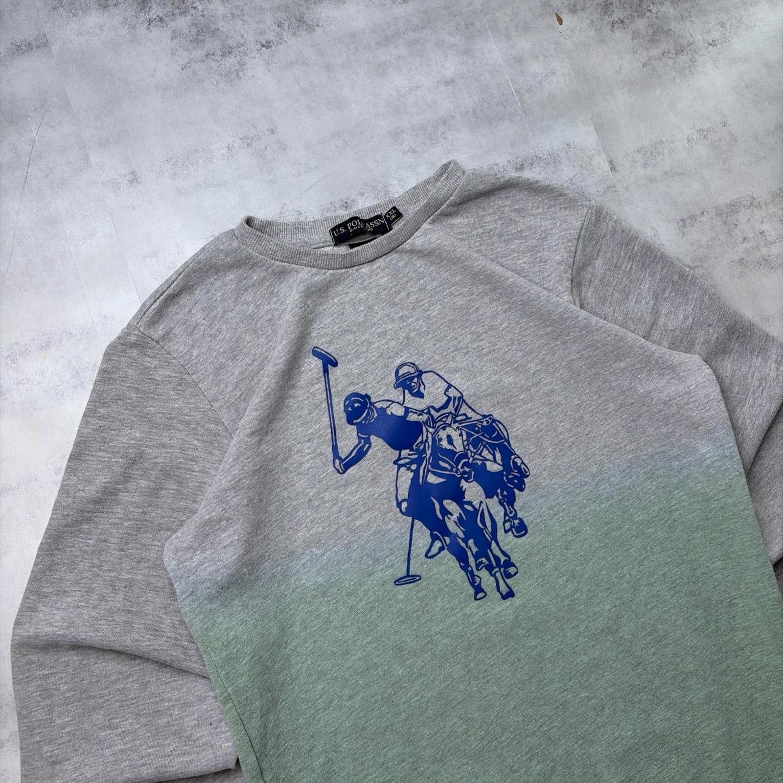 U.S. Polo Assn. Y2K Grey U.S. Polo Assn Grunge Big Pony Crewneck Sweater Size US S / EU 44-46 / 1 - 5 Thumbnail