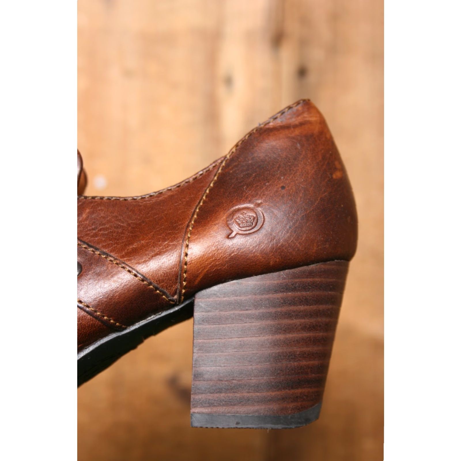 Born BORN Deena Brown Leather O-Ring Block Heel Booties Women's Sz. 8 Boots Size ONE SIZE - 7 Thumbnail