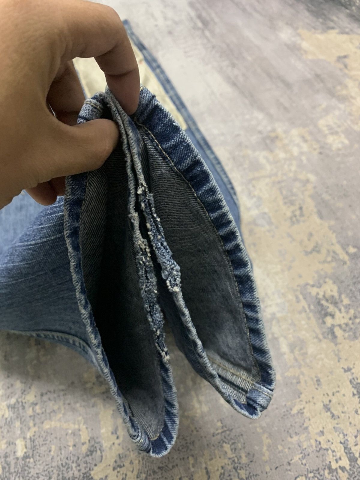 If Six Was Nine VINTAGE TOUGH JEANSMITH PATCHWORK DISTRESSED DENIM Size US 31 - 6 Thumbnail