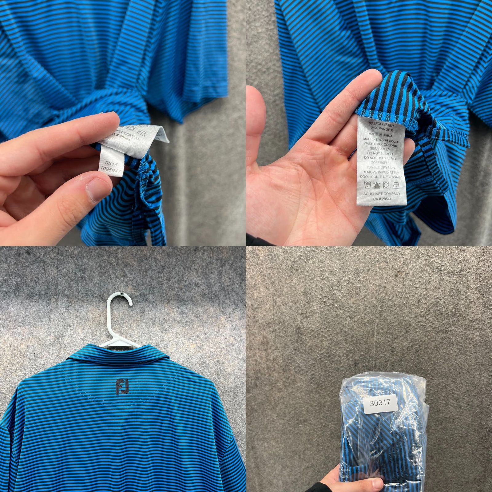 Footjoy FootJoy Polo Shirt Men XL Blue Black Stripes Short Sleeve Collared Button Size US XL / EU 56 / 4 - 8 Thumbnail