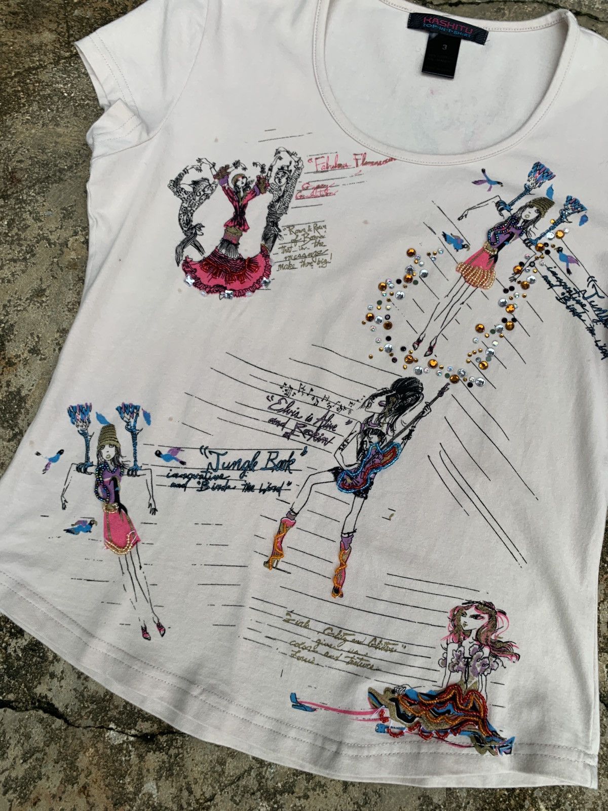 Japanese Brand y2k Kashitu Girl Behaviour Graphic Beady Top Size M / US 6-8 / IT 42-44 - 6 Thumbnail