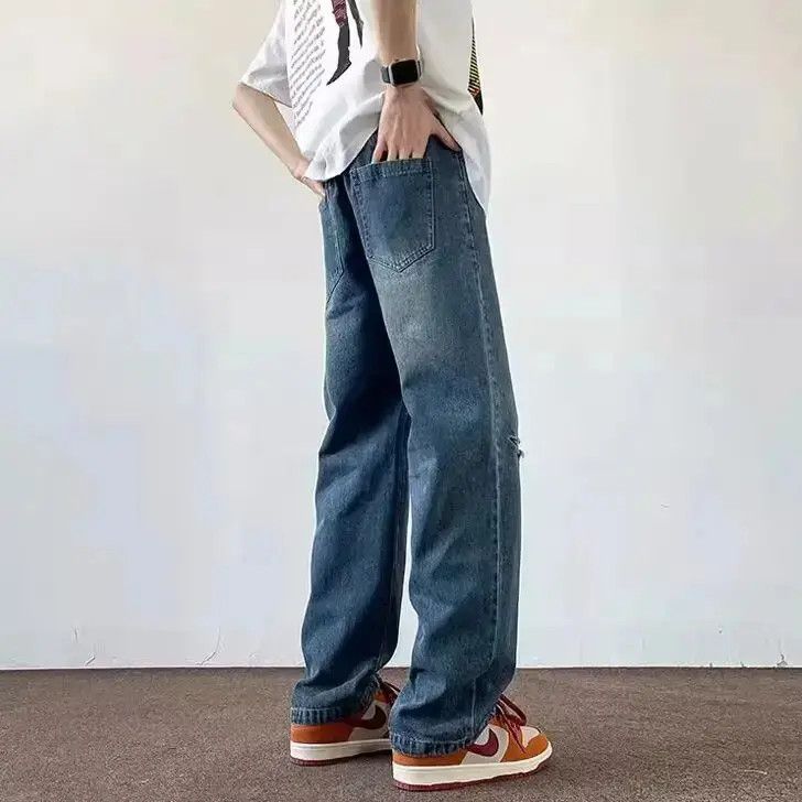 Japanese Brand Vintage wide leg ripped embroidered jeans Size US 32 / EU 48 - 2 Thumbnail