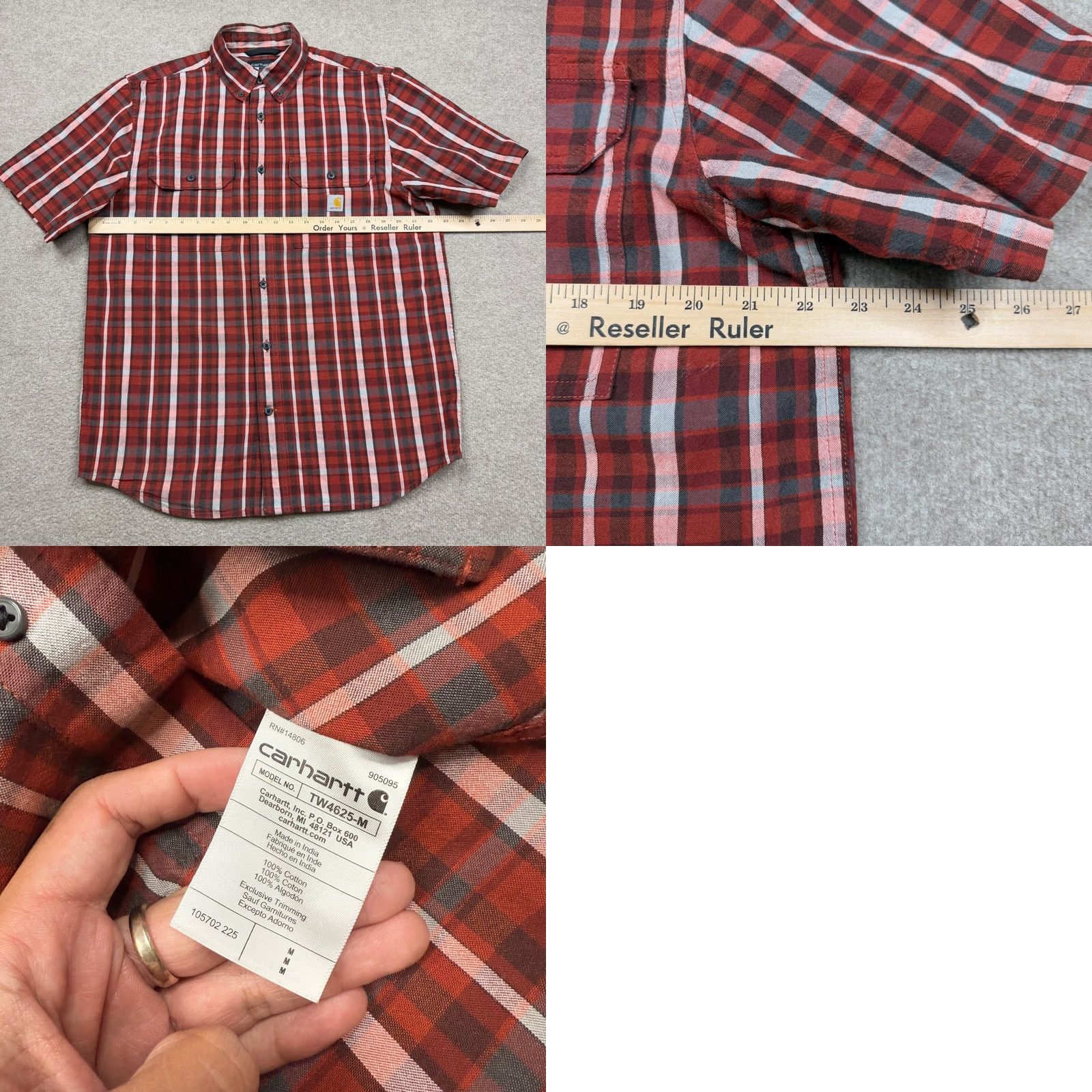 Carhartt VINTAGE Carhartt Button-Up Shirt Men M Red Plaid Workwear Collared Short Sleeve Size US M / EU 48-50 / 2 - 8 Thumbnail