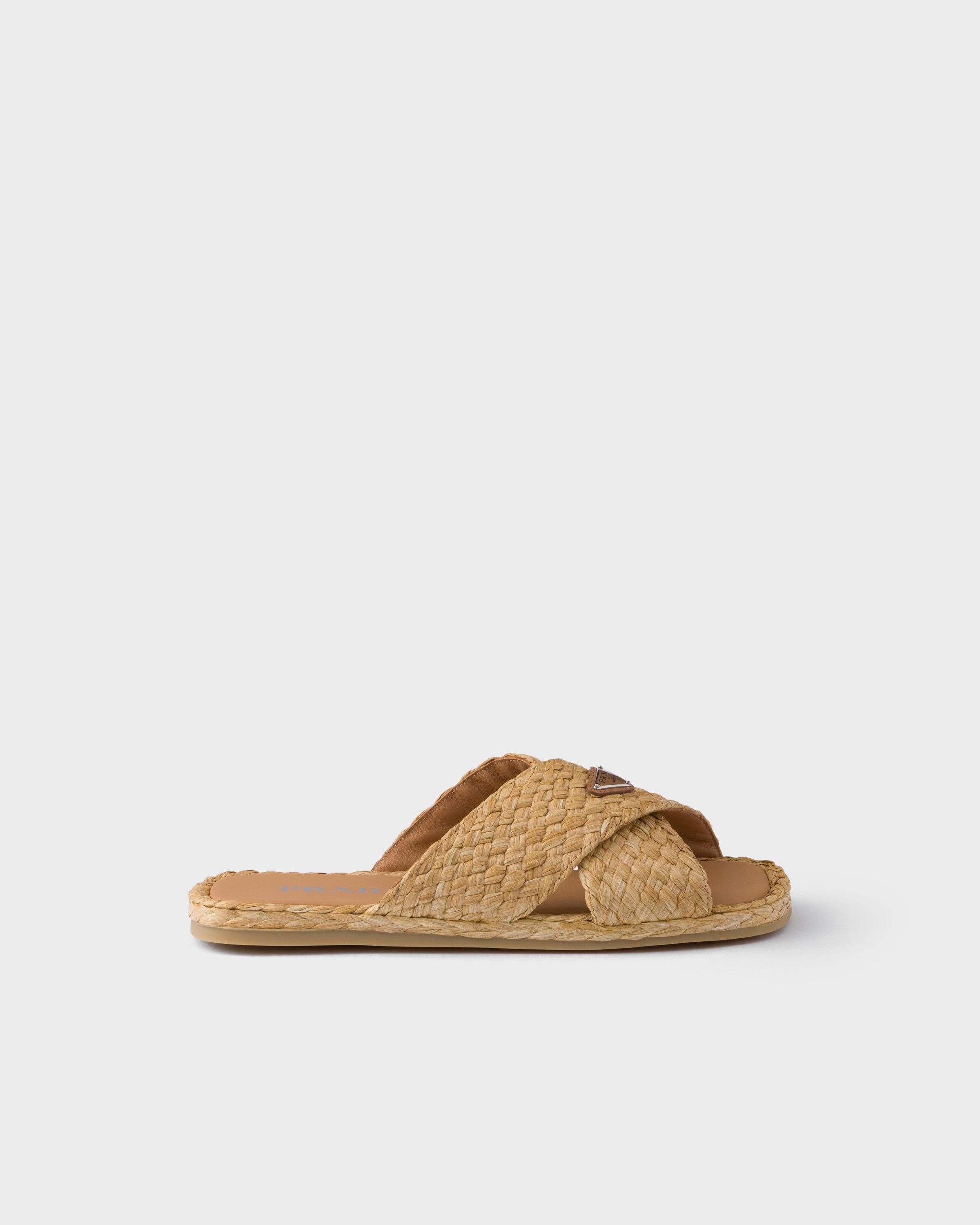 Prada o1bcso1str1025 Raffia Sandals in Beige Size US 8 / EU 41 - 2 Thumbnail