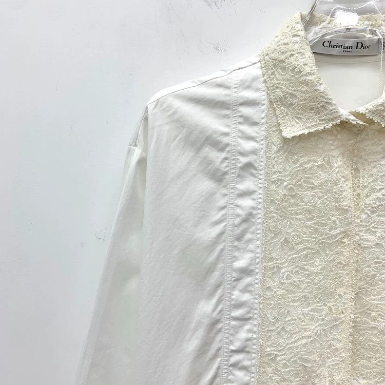 Dior Dior White lace stitching bee embroidery cotton lapel long Size XXS / US 00 / IT 34 - 3 Thumbnail