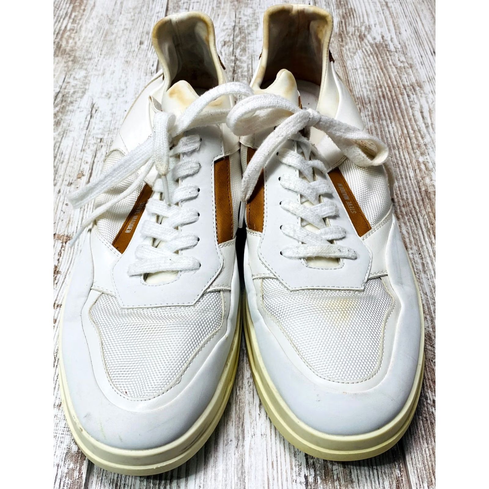 Steve Madden Steve Madden Dandyy Sneaker Mens 13M White Leather Lace Up 1218 Sneakers Mens White Brown Leather Lace Up Casual Size US 13 / EU 46 - 4 Thumbnail