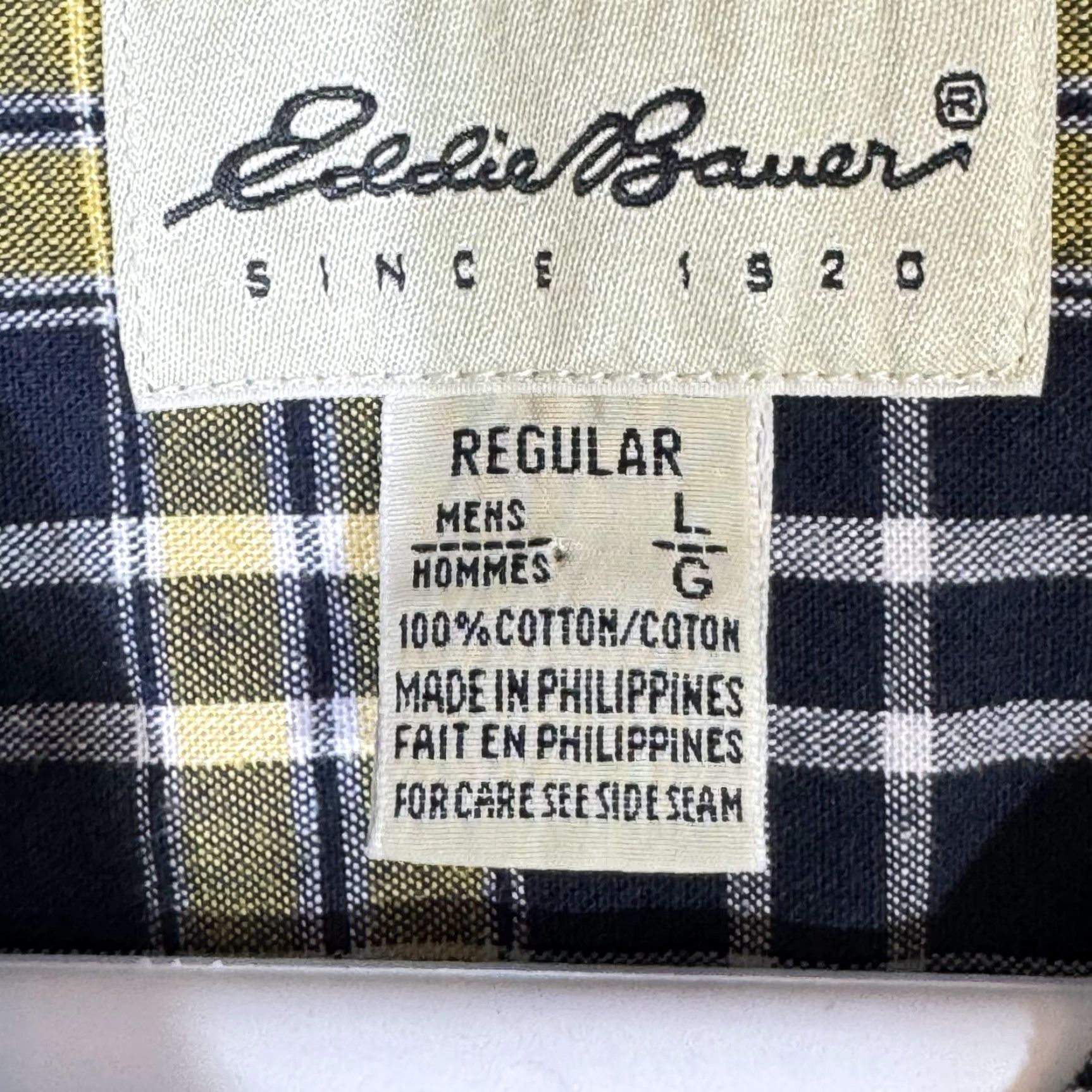 Eddie Bauer Eddie Bauer Shirt Black Yellow Plaid 100% Cotton Button-Down L Mens Size US L / EU 52-54 / 3 - 7 Thumbnail