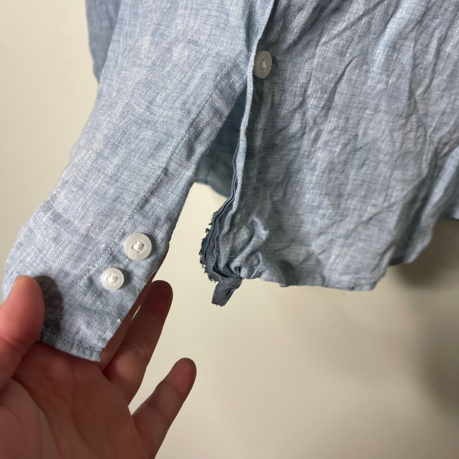 Other Moss Bros Blue Linen Button Down Shirt sz L Size US L / EU 52-54 / 3 - 6 Thumbnail