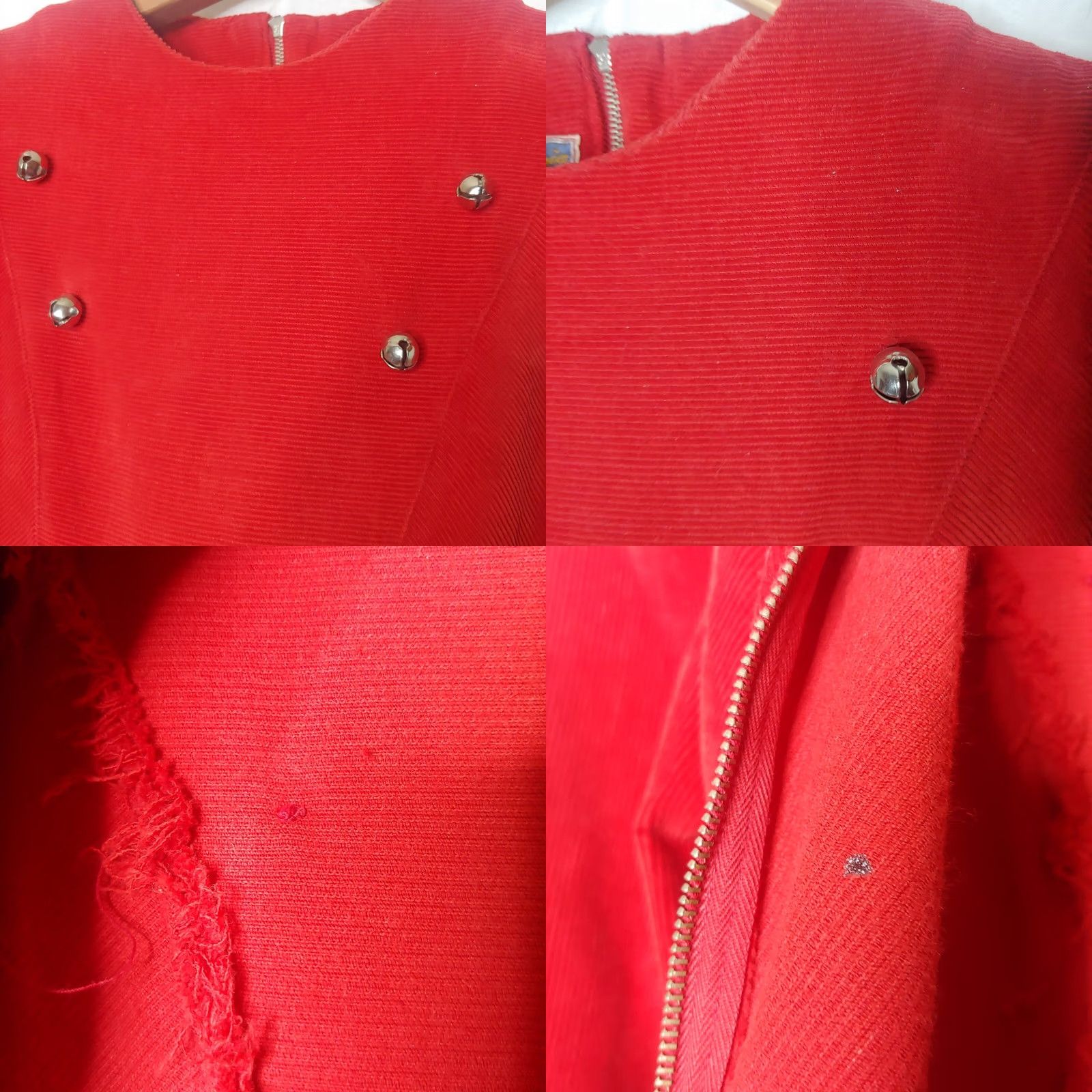 Hudson VINTAGE J L HUDSON CALIFORNIA FASHIONS Girls Dress Red Corduroy Bells Zip 40s/50s Christmas Party Girls Size ONE SIZE - 8 Thumbnail