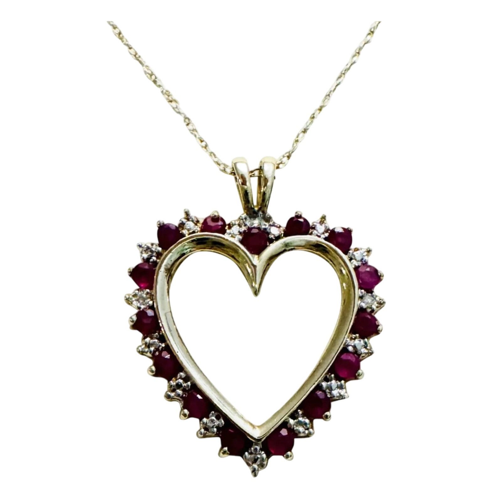 The Unbranded Brand Natural Ruby Diamond Solid 10k Yellow Gold Pendant Necklace Size ONE SIZE - 1 Thumbnail