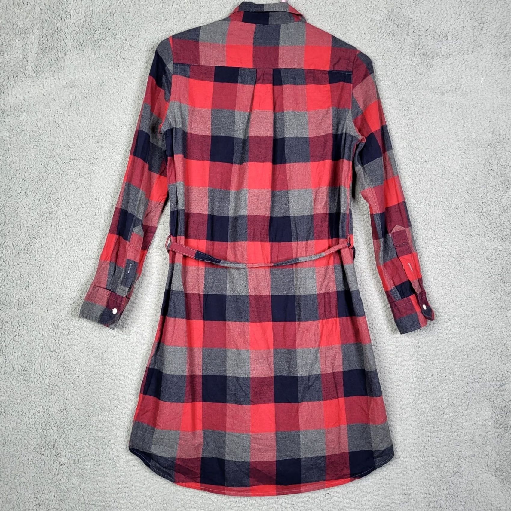 Vintage GITMANBROS Shirt Womens XS Red Women Gray Plaid cotton long sleeve Dress Size Size XS / US 0-2 / IT 36-38 - 4 Thumbnail