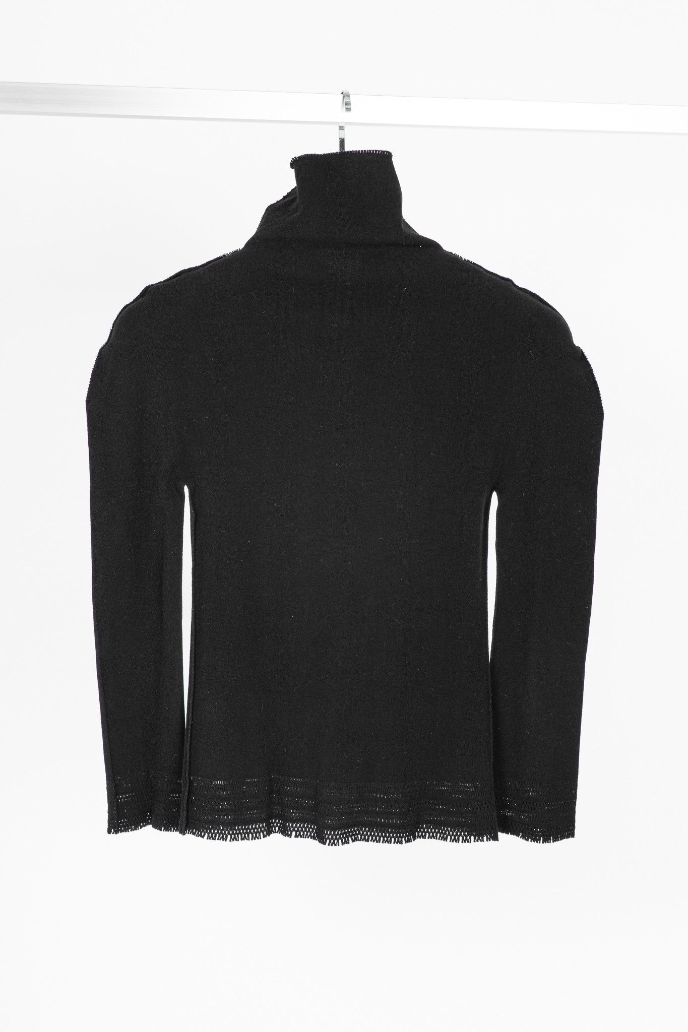 Issey Miyake Issey Miyake Fete A-Poc Black Knit Pointelle Turtleneck Size S / US 4 / IT 40 - 2 Thumbnail