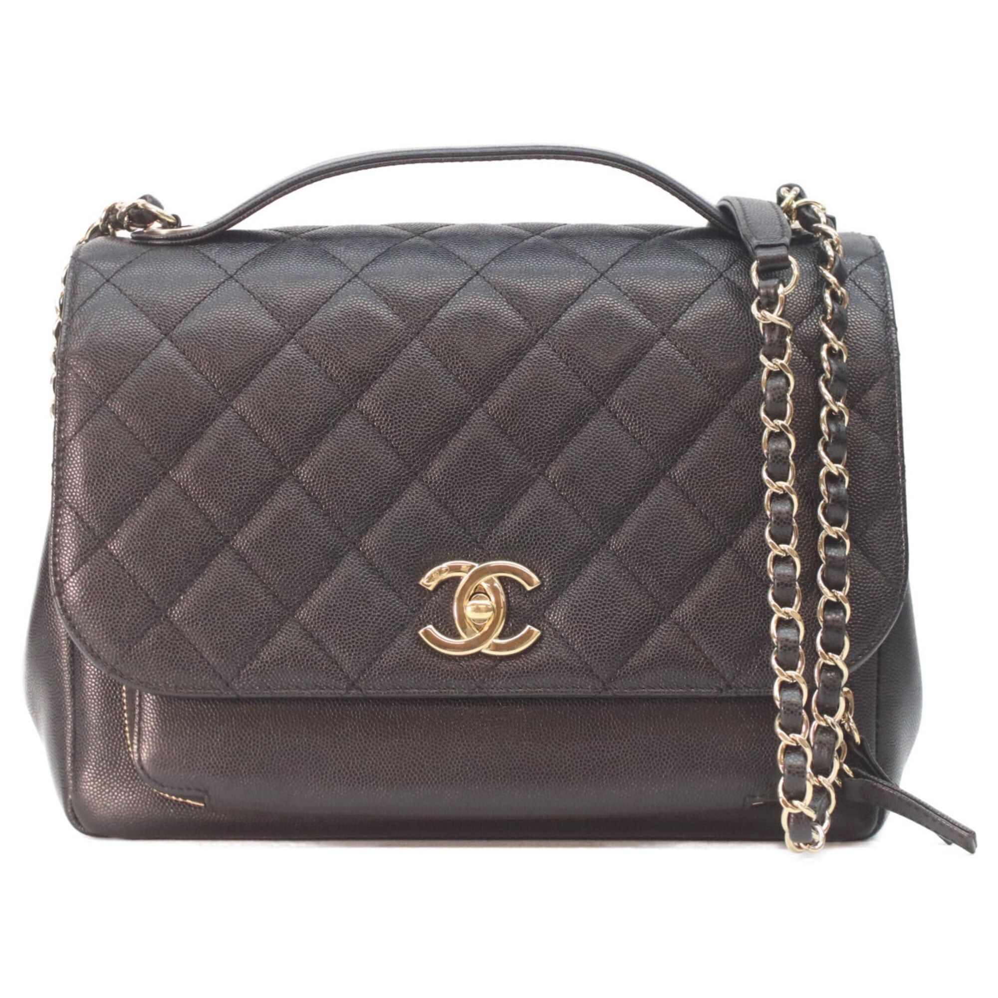 Chanel CHANEL A93607 Caviar Business Affinity 2-Way Bag Shoulder Black Gold Hardware Women's Size ONE SIZE - 1 Thumbnail