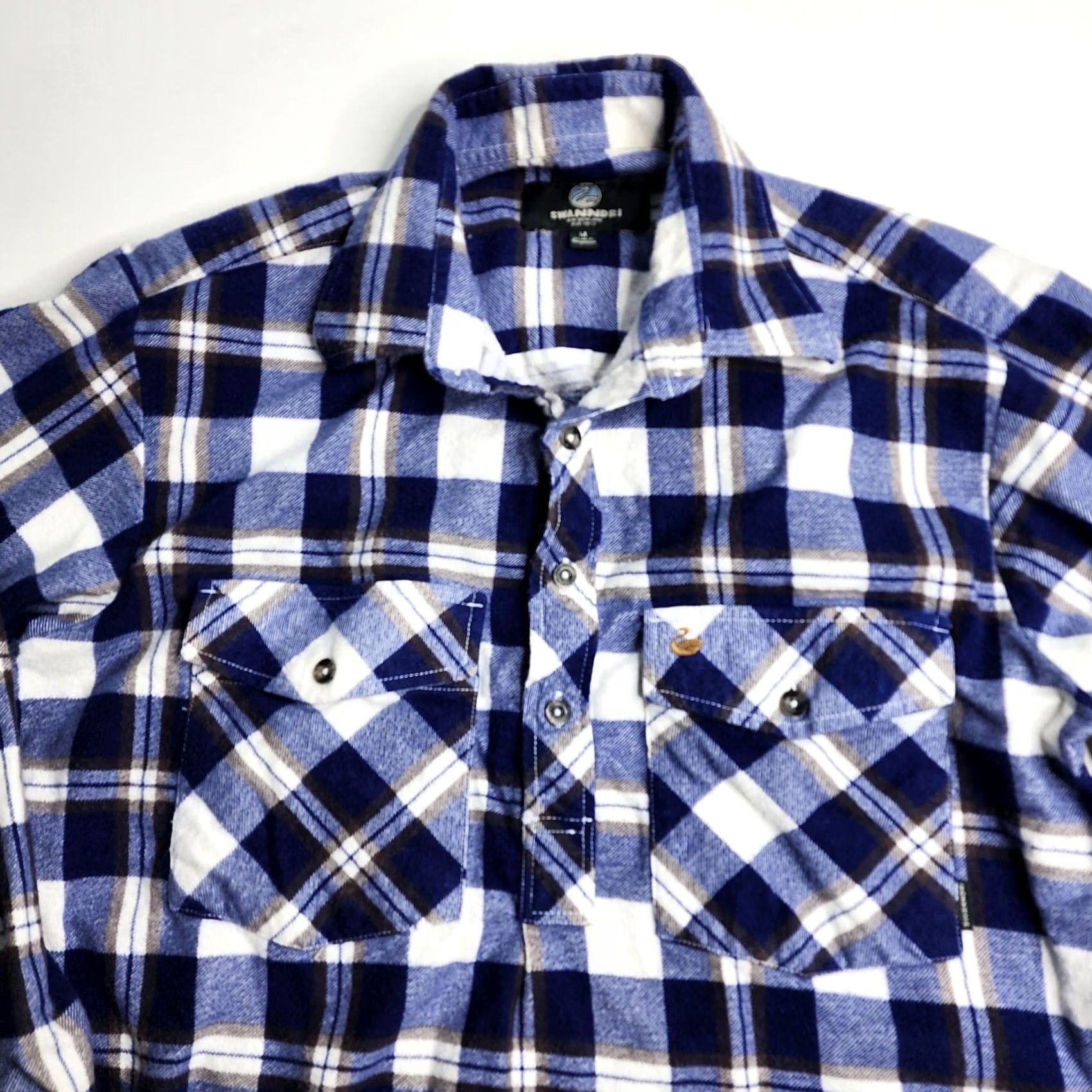 Vintage Swanndri Flannel Shirt Button Blue Plaid Henley Cotton Size Medium Mens Size US M / EU 48-50 / 2 - 3 Thumbnail