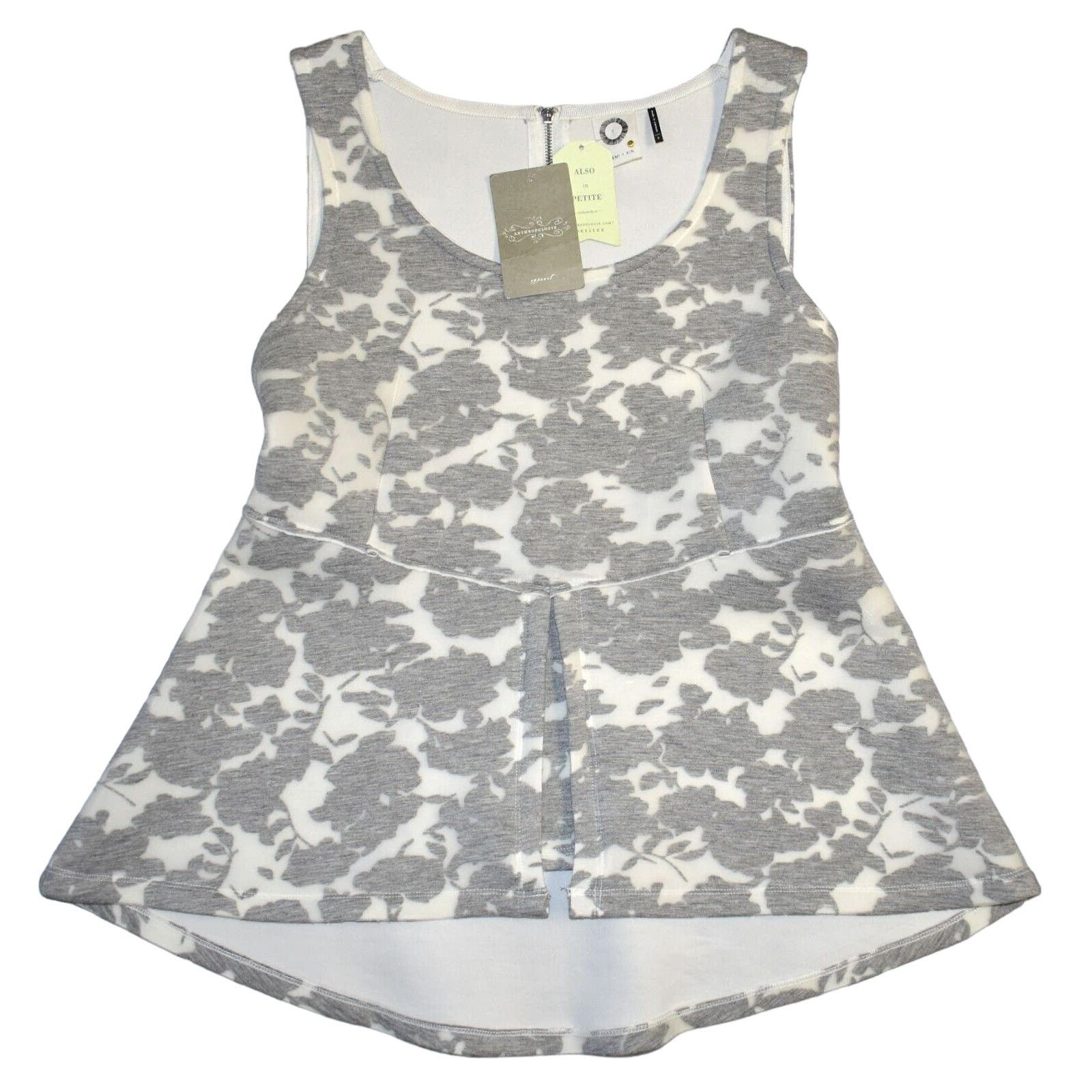 Anthropologie NWT AKEMI + KIN ANTHROPOLOGIE Gray Scuba Peplum Top Sz S $88 Size S / US 4 / IT 40 - 3 Thumbnail