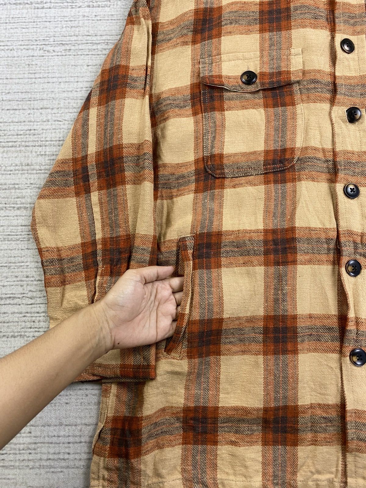Flannel × Japanese Brand × Vintage Vintage Back Number Brown Checked Flannel Size US L / EU 52-54 / 3 - 7 Thumbnail