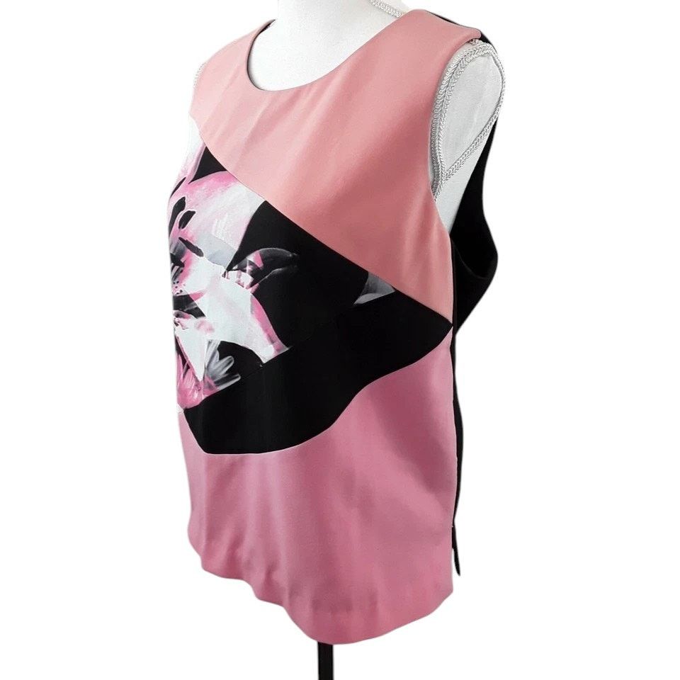 Ellen Tracy ELLEN TRACY Top Blouse XL Blush Pink Floral Front Black Back Size XL / US 12-14 / IT 48-50 - 6 Thumbnail