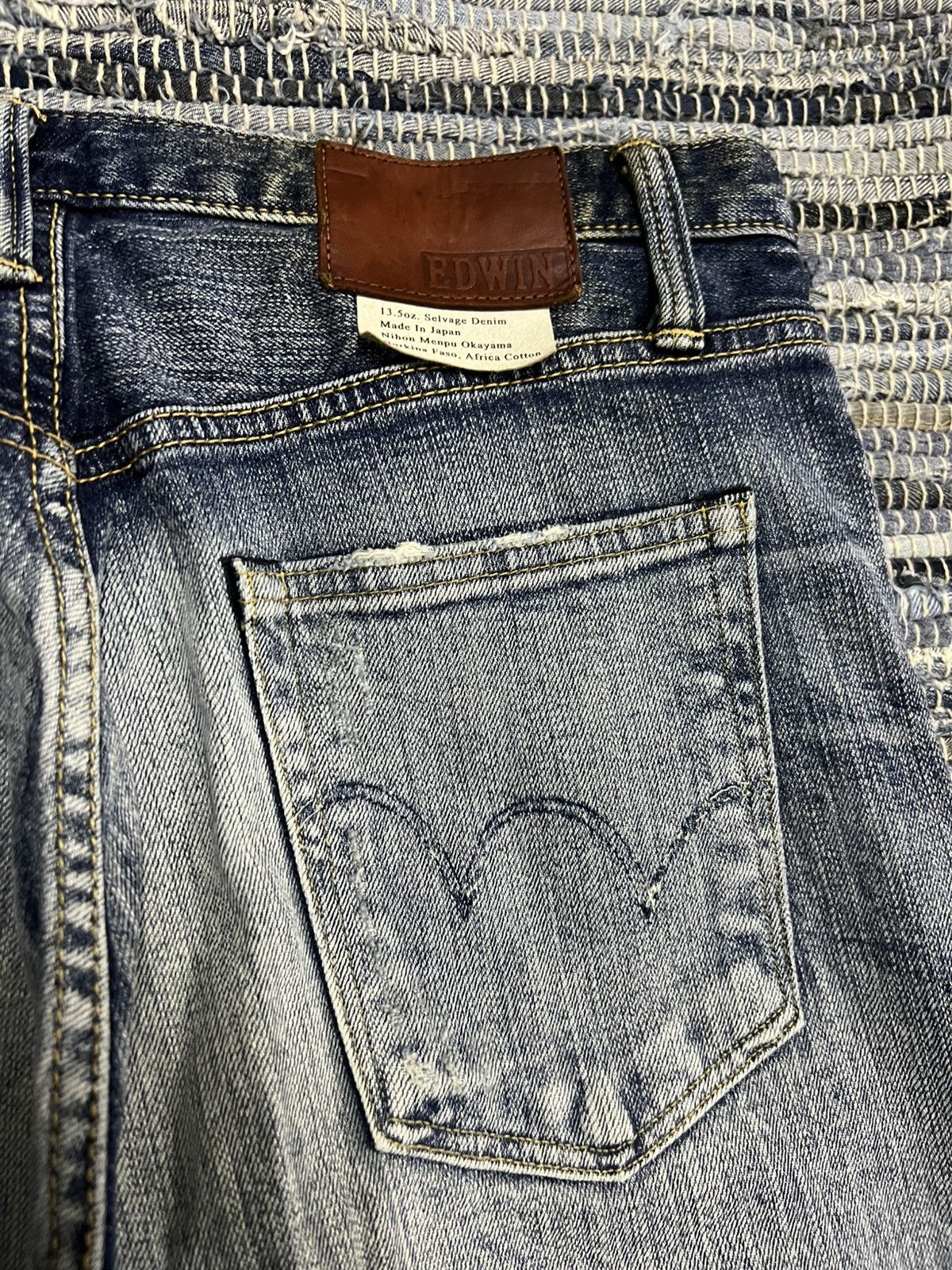 Edwin ED-80 Nihon Men Selvage 13.5oz Organic Mud Wash Dirty Denim Size US 32 / EU 48 - 10 Thumbnail