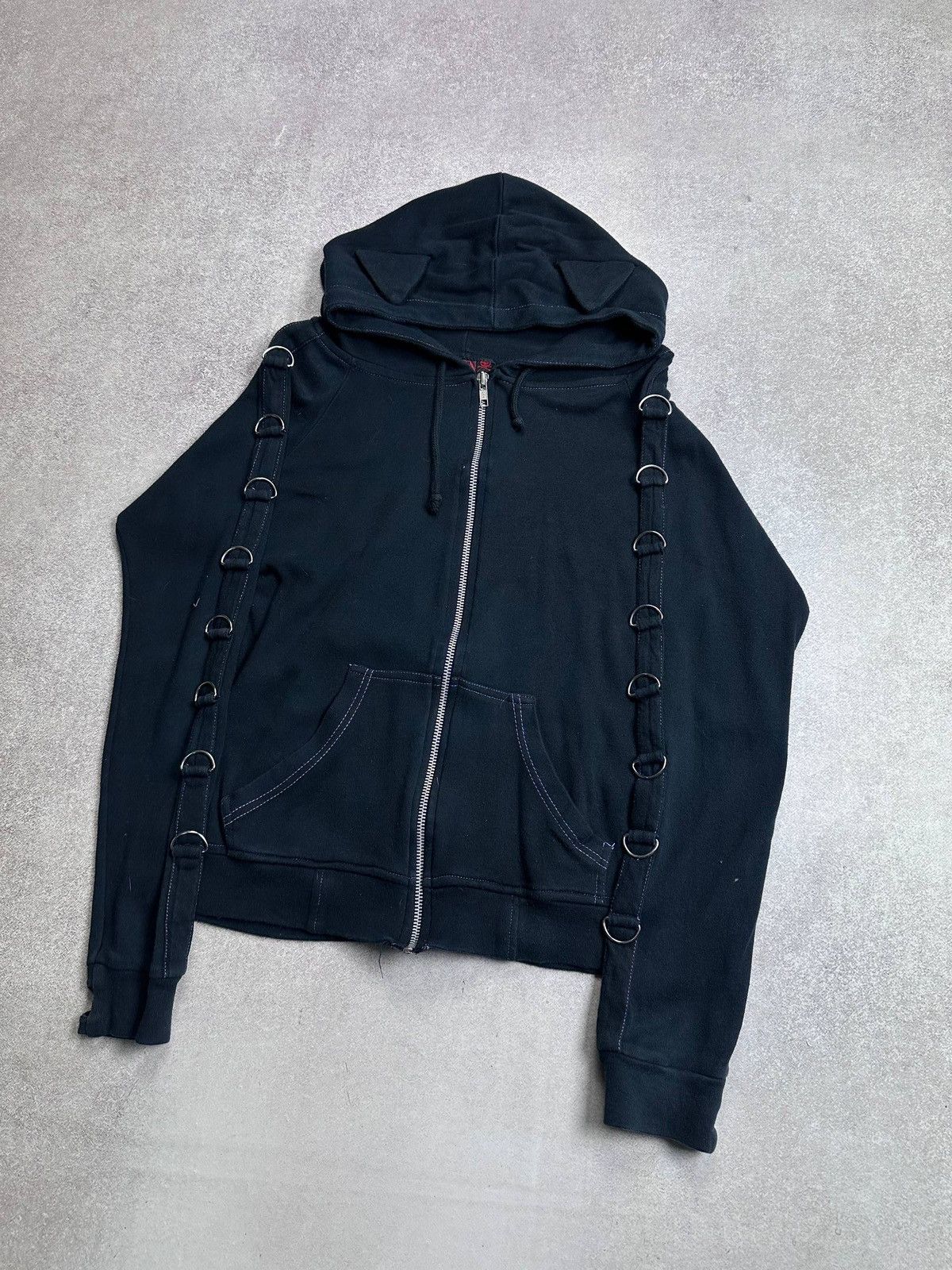 Japanese Brand Vintage Poizen Avantgarde Punk Rave Grunge Piercing Hoodie M Size US M / EU 48-50 / 2 - 2 Thumbnail