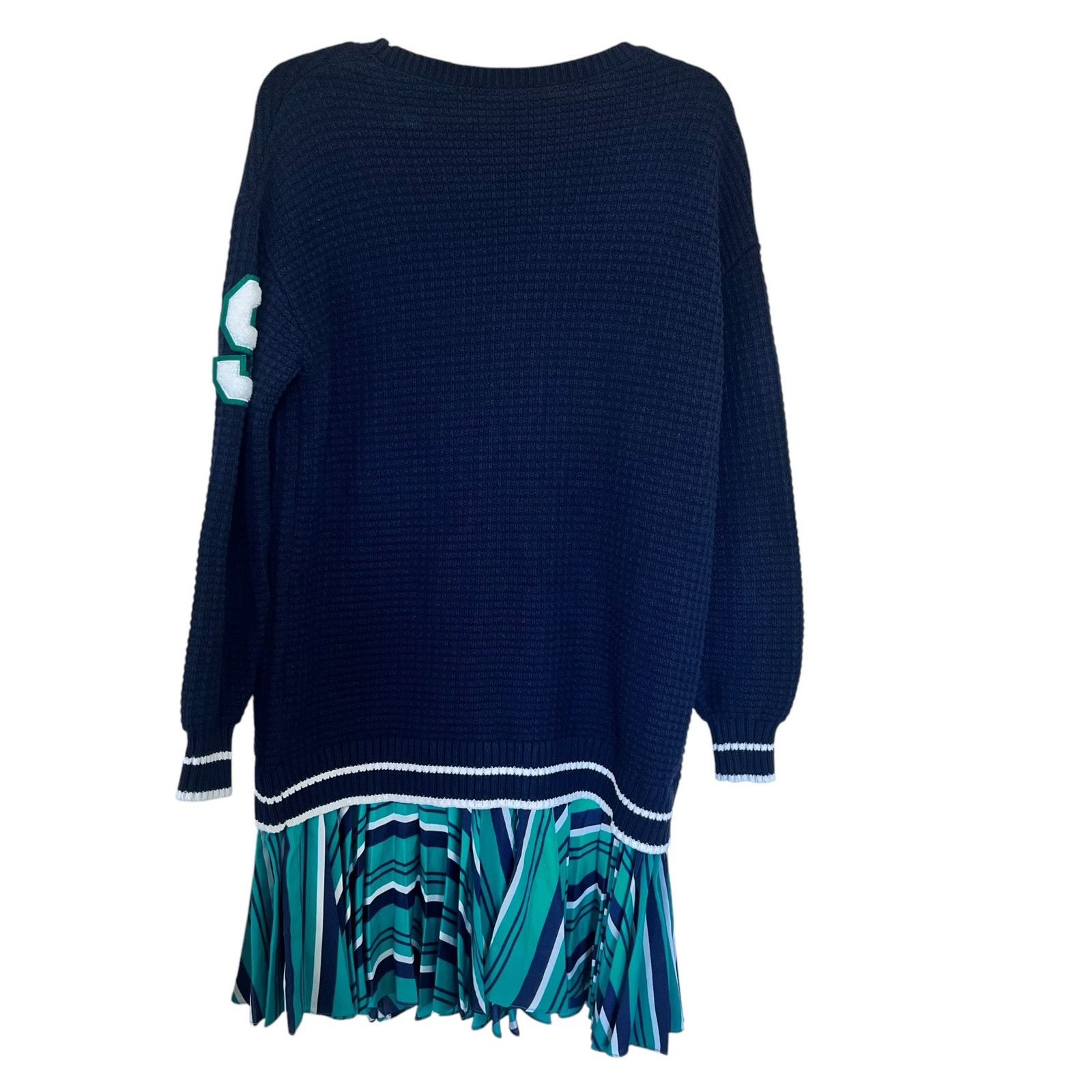 Anthropologie Anthropologie Navy Varsity Cardigan Sweater Layered Dress Size XS / US 0-2 / IT 36-38 - 8 Thumbnail