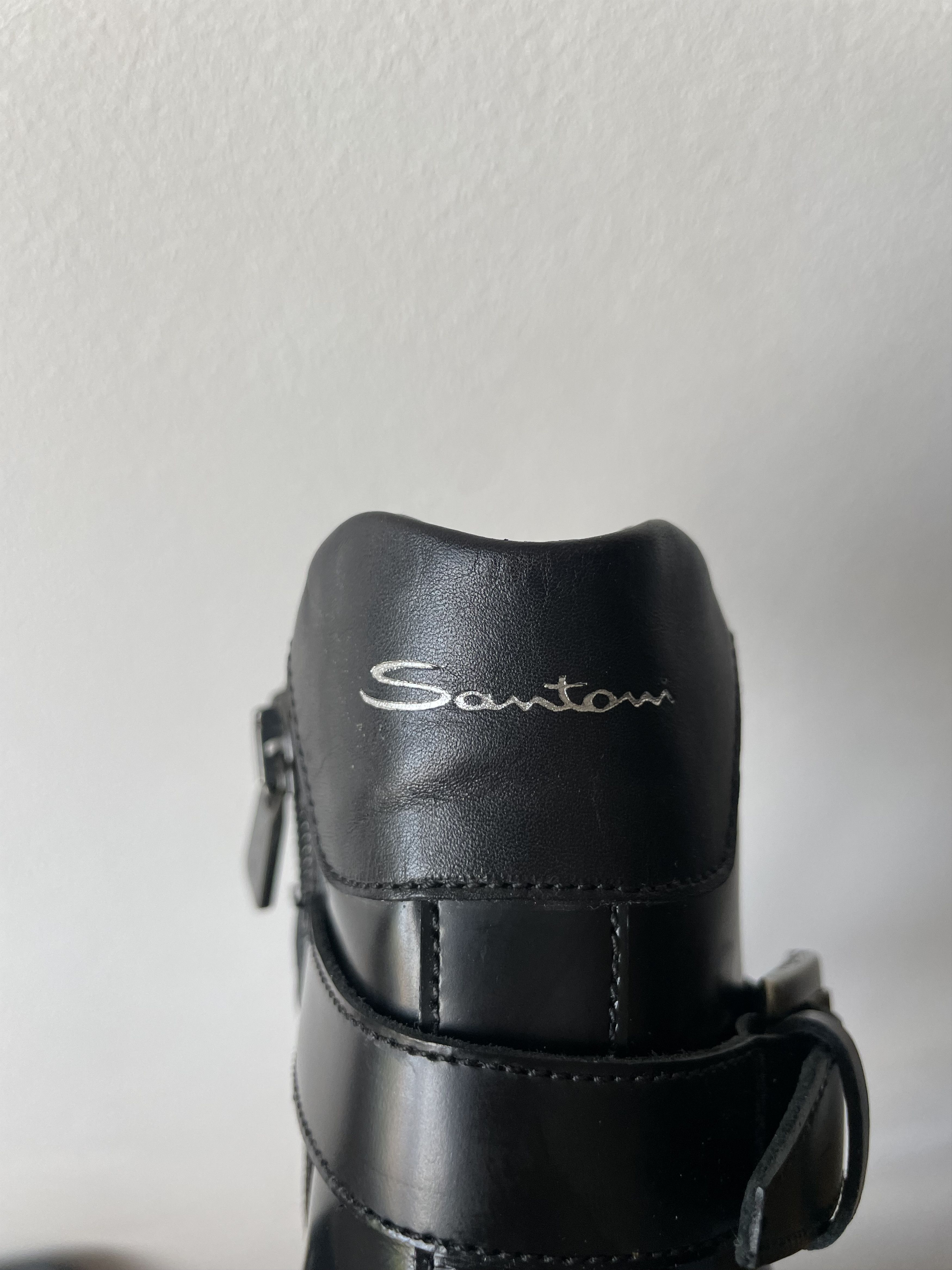 Santoni Santoni Black Leather High-Top Buckle Boots – EU 39 Size US 9 / IT 39 - 7 Thumbnail