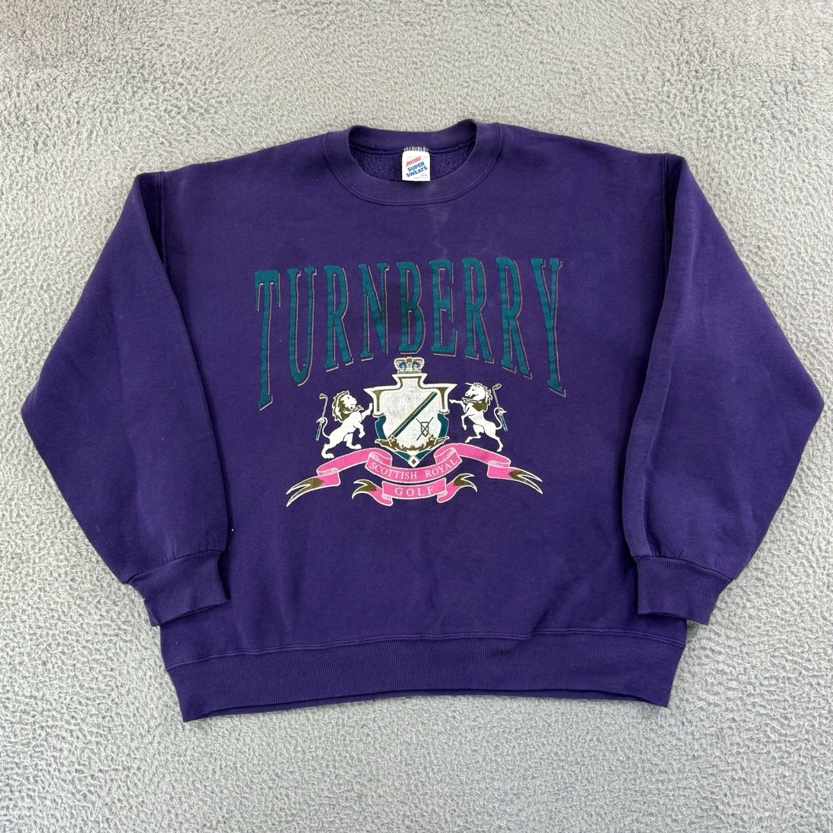 Jerzees VINTAGE Jerzees Sweatshirt Shirt Men L Purple 90s Golf Sport Pullover Angel Graphic Print Embroidered Crew Neck Knit? Size US L / EU 52-54 / 3 - 2 Thumbnail
