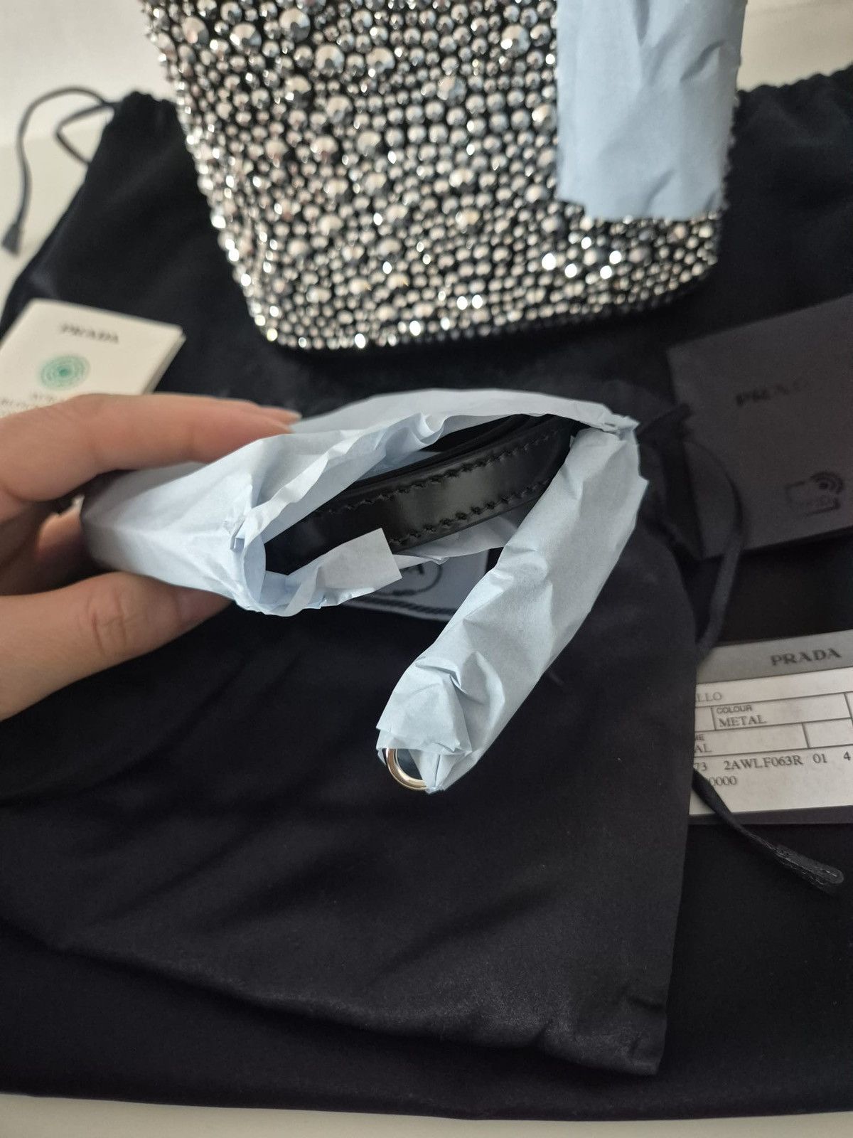 Prada Panier satin bag with crystals