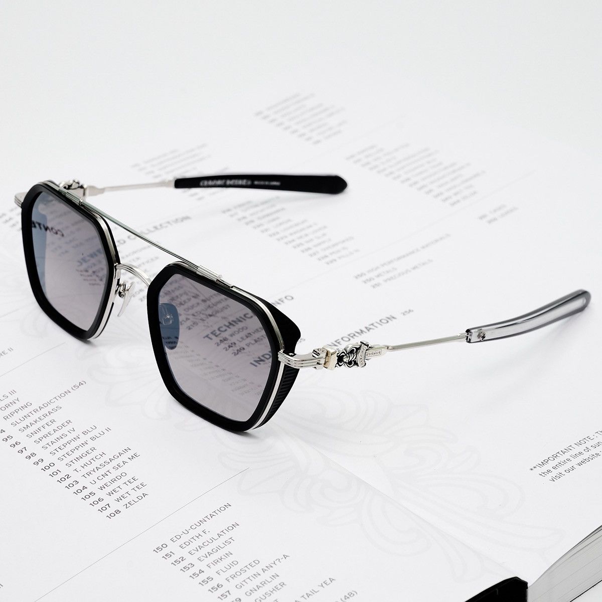 Chrome Hearts CHROME HEARTS HOTATION MATTE BLACK/ SHINY SILVER - MATTE BLACK - PLASTIC SUNGLASSES Size ONE SIZE - 2 Thumbnail