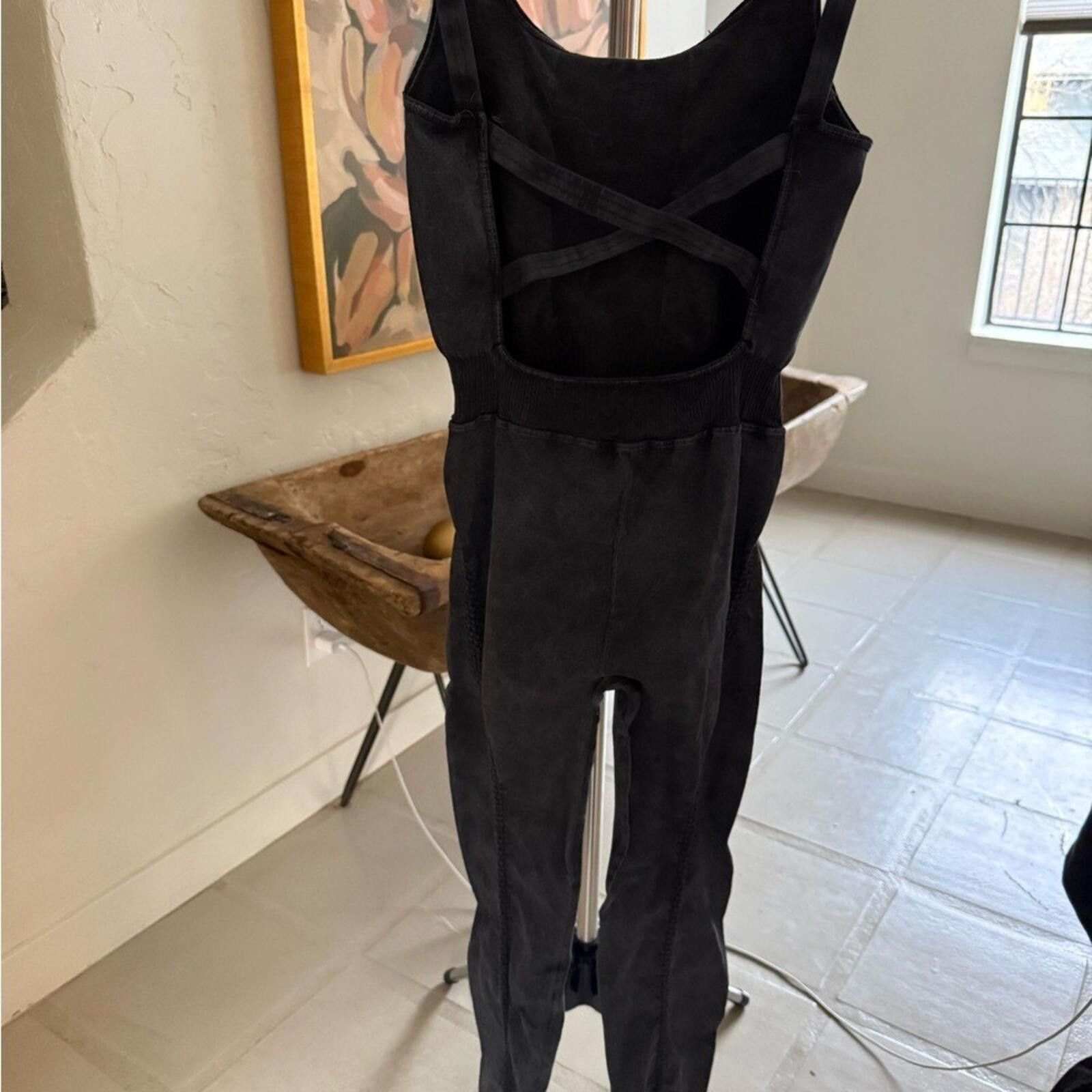 Free People Free People $98 Good Karma Jumpsuit Washed Black M/L NWOT Size 32" / US 10 / IT 46 - 8 Thumbnail