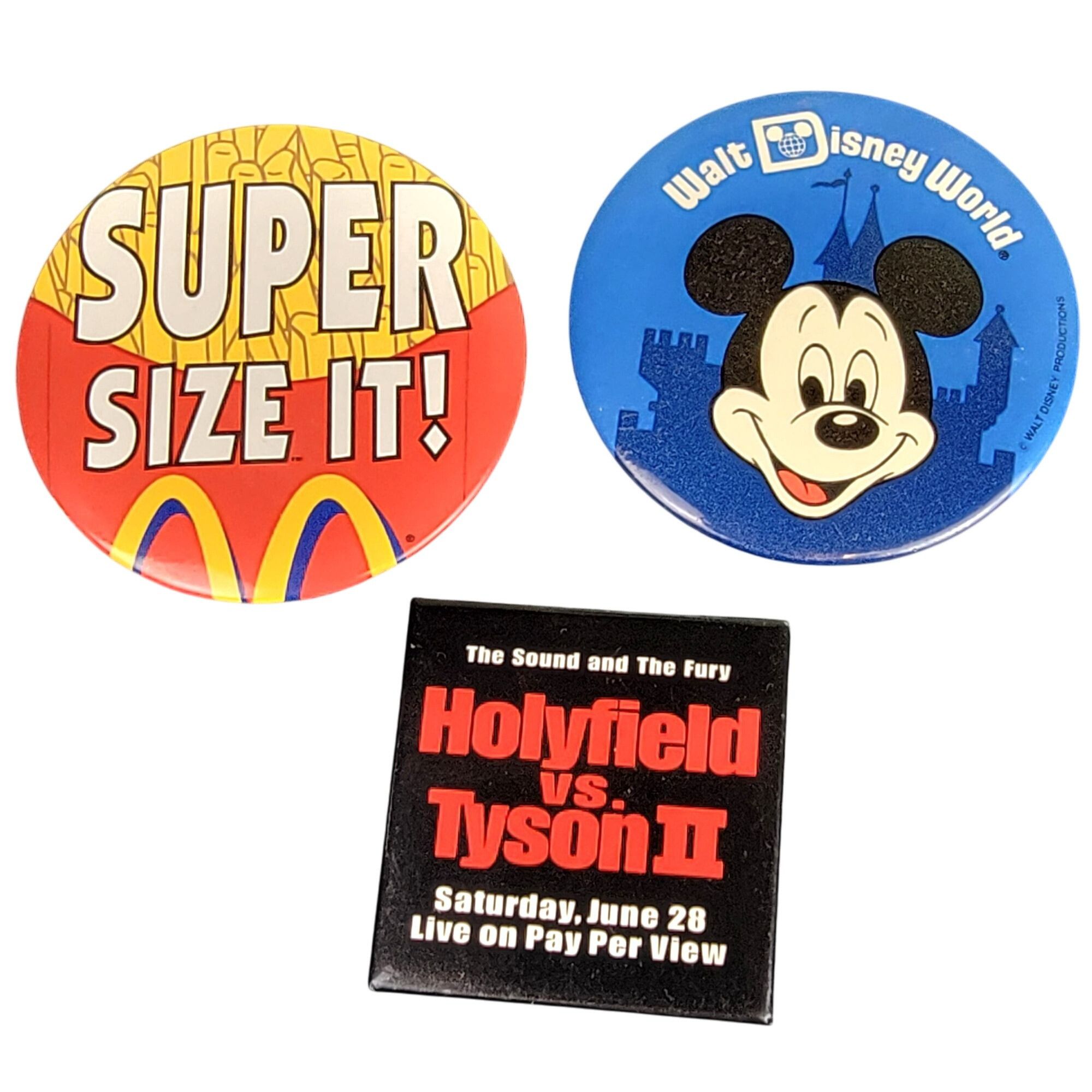 Vintage Vintage Button Pins 90s McDonald's Holyfield vs Tyson II 80s ...