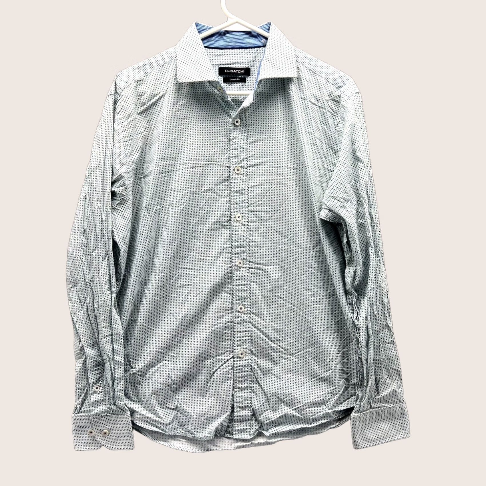 BUGATCHI VINTAGE Bugatchi Uomo Shirt Men Medium Blue White Button-Down Classic Fit Polka Dots (All Seasons) Mens Size US M / EU 48-50 / 2 - 1 Thumbnail
