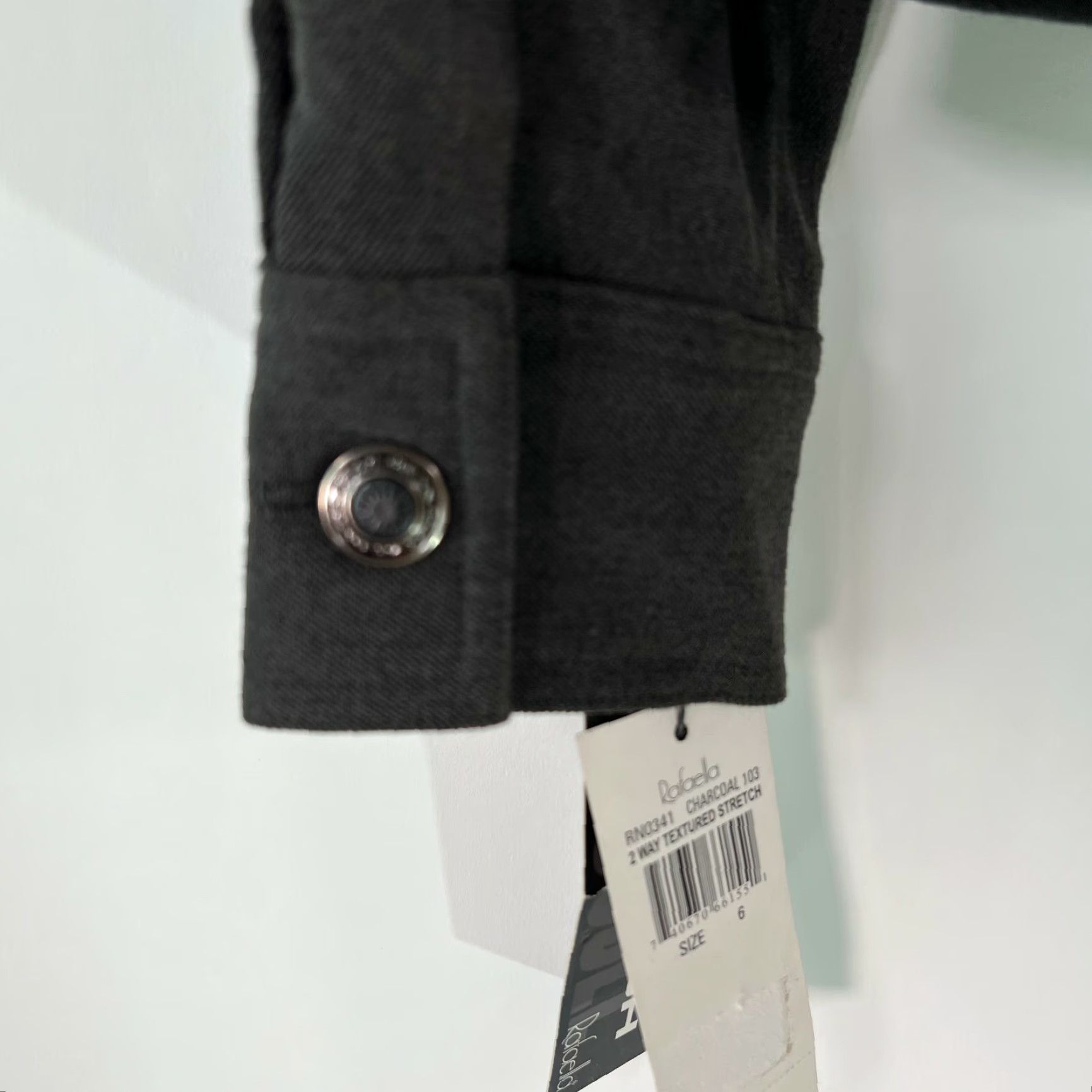 Vintage Rafaella Womens Charcoal Gray Jacket 2 Way Textured Stretch Long Sleeve Size 6 - Classic Casual Jacket Womens Size M / US 6-8 / IT 42-44 - 5 Thumbnail