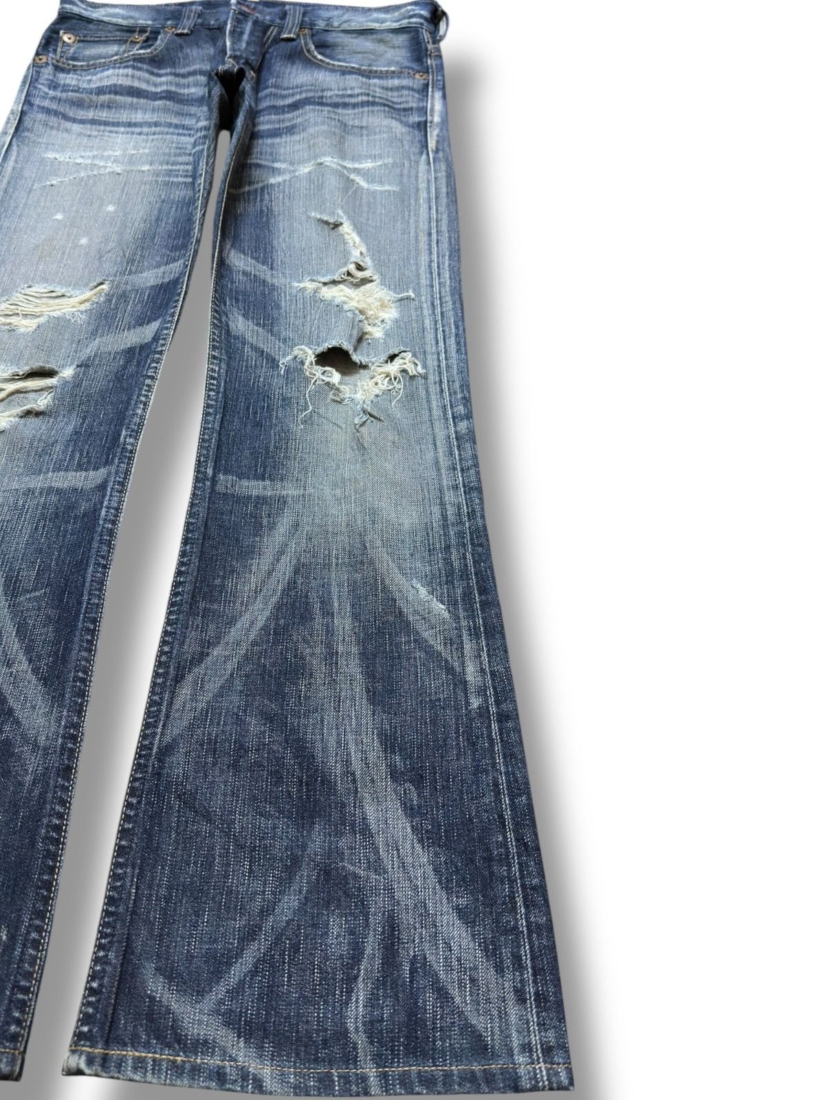 Edwin Vintage Edwin 503 Bluetrip Flare Bootcut Distressed Denim Size US 31 - 4 Thumbnail