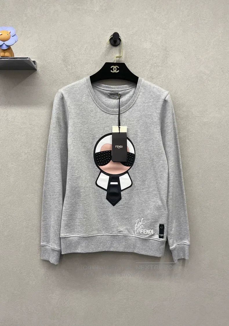 Fendi Fendi Gray Cartoon Printed Hoodie, 100% Pure Cotton Fabric Size XS / US 0-2 / IT 36-38 - 1 Thumbnail