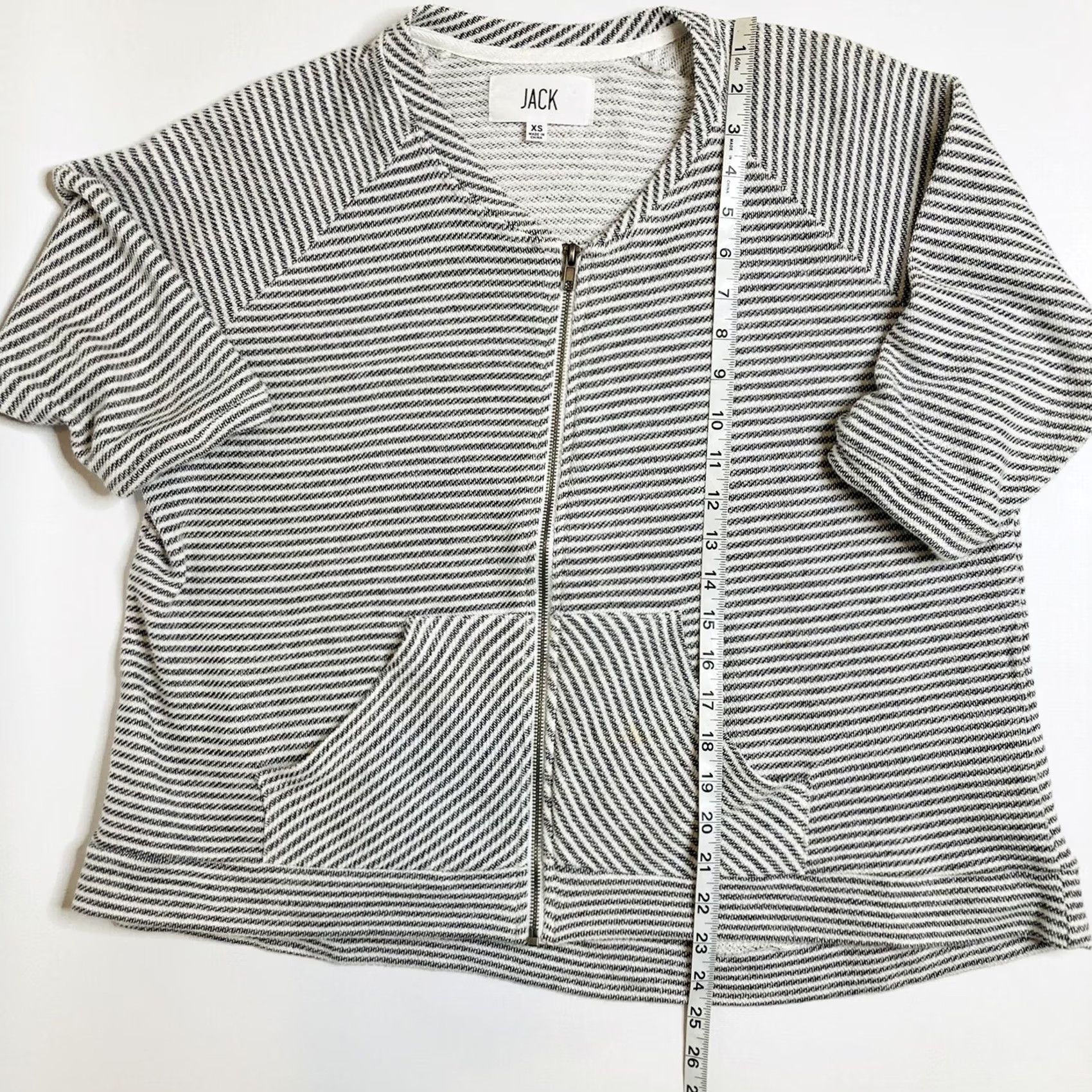 BB Dakota BB Dakota JACK Jacket Women's XS Striped Terry Knit Pockets Zip Mid-Length Black White, Knit, 100% Cotton, Casual Fashion, Jacket, Women, XS Size XS / US 0-2 / IT 36-38 - 4 Thumbnail