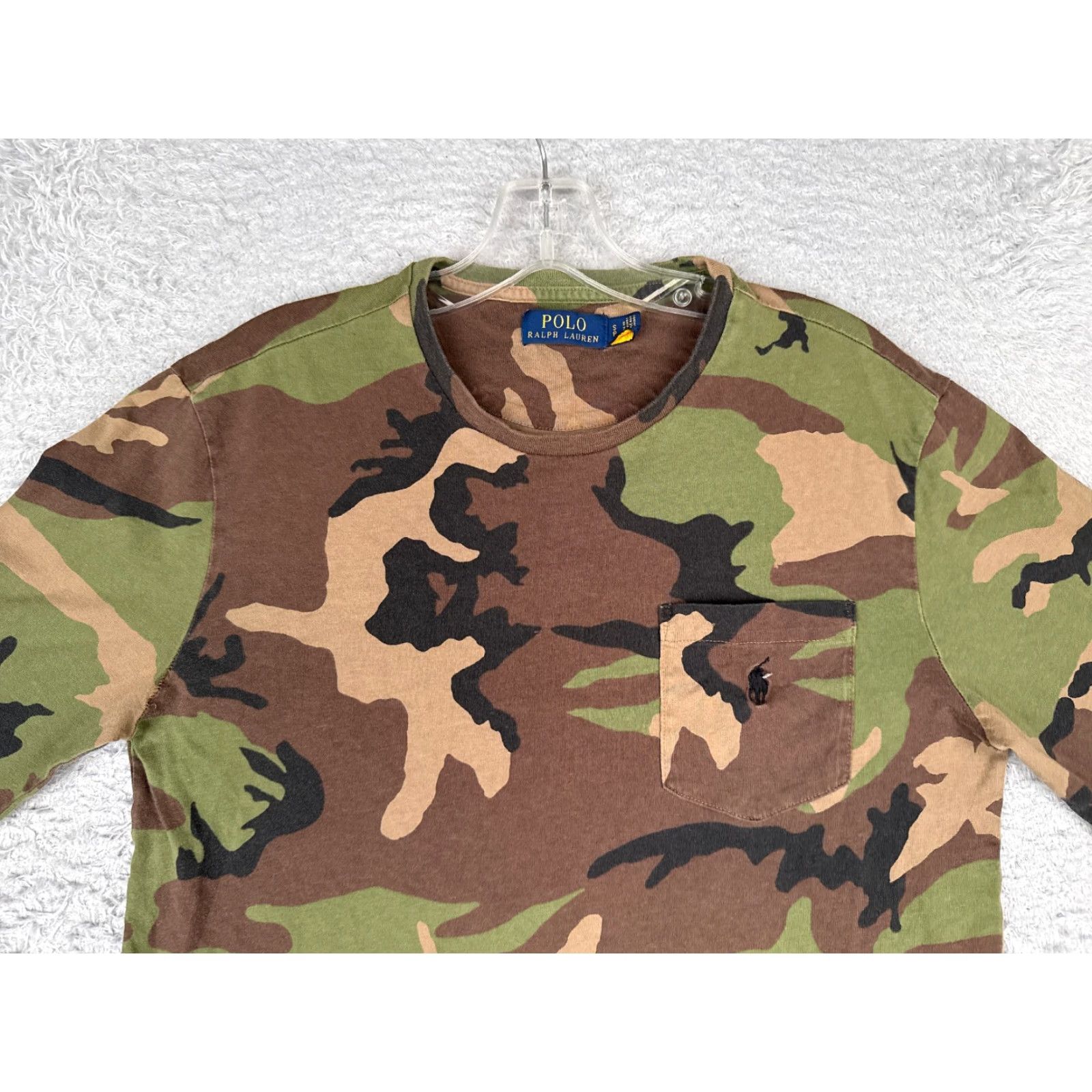 Ralph Lauren Polo Ralph Lauren Shirt Adult Small Green Camo Long Sleeve Crew Pocket READ Size US S / EU 44-46 / 1 - 4 Thumbnail