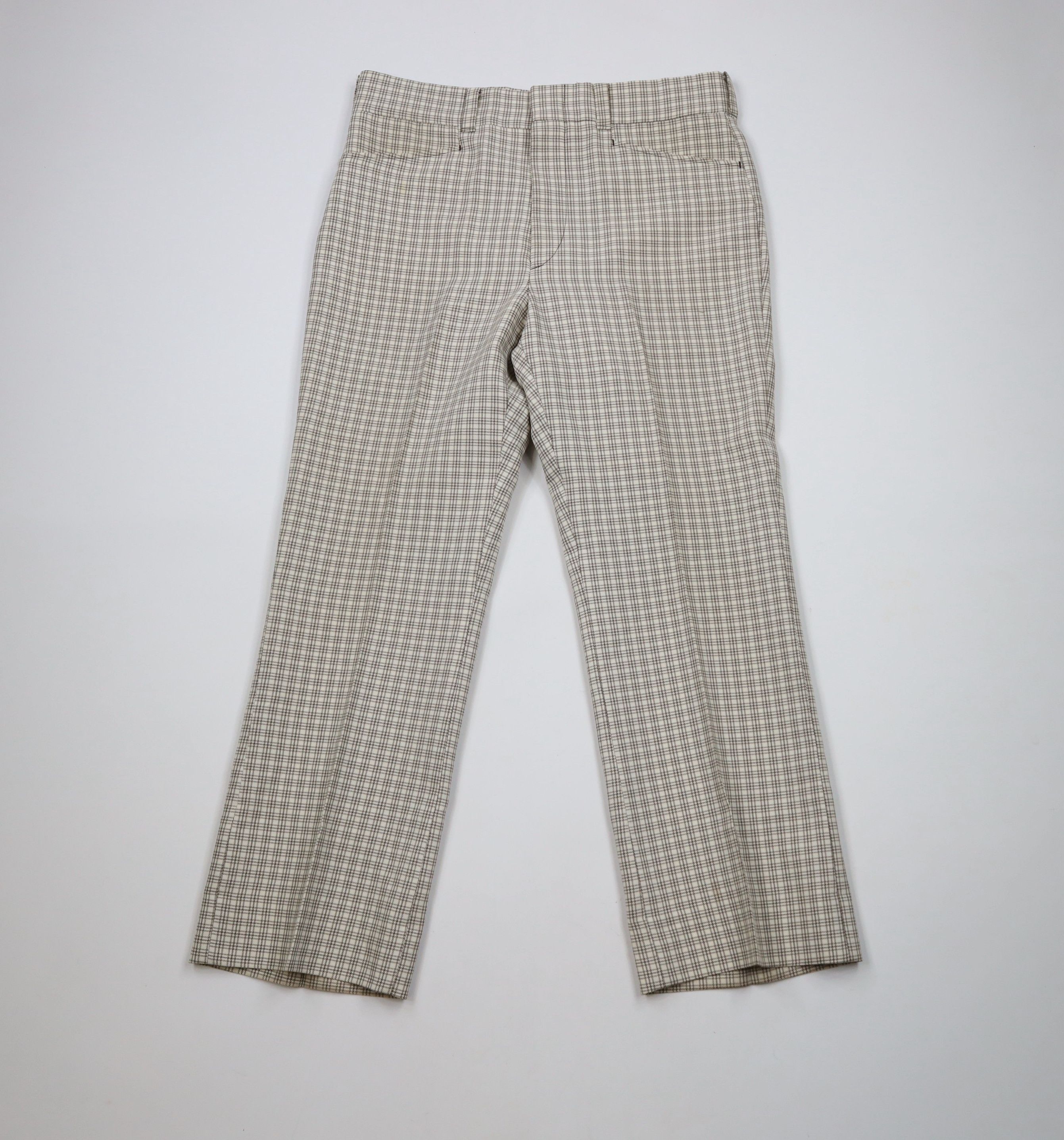 Vintage Vintage 70s Streetwear Bell Bottoms Chino Pants Plaid USA Size US 34 / EU 50 - 1 Thumbnail