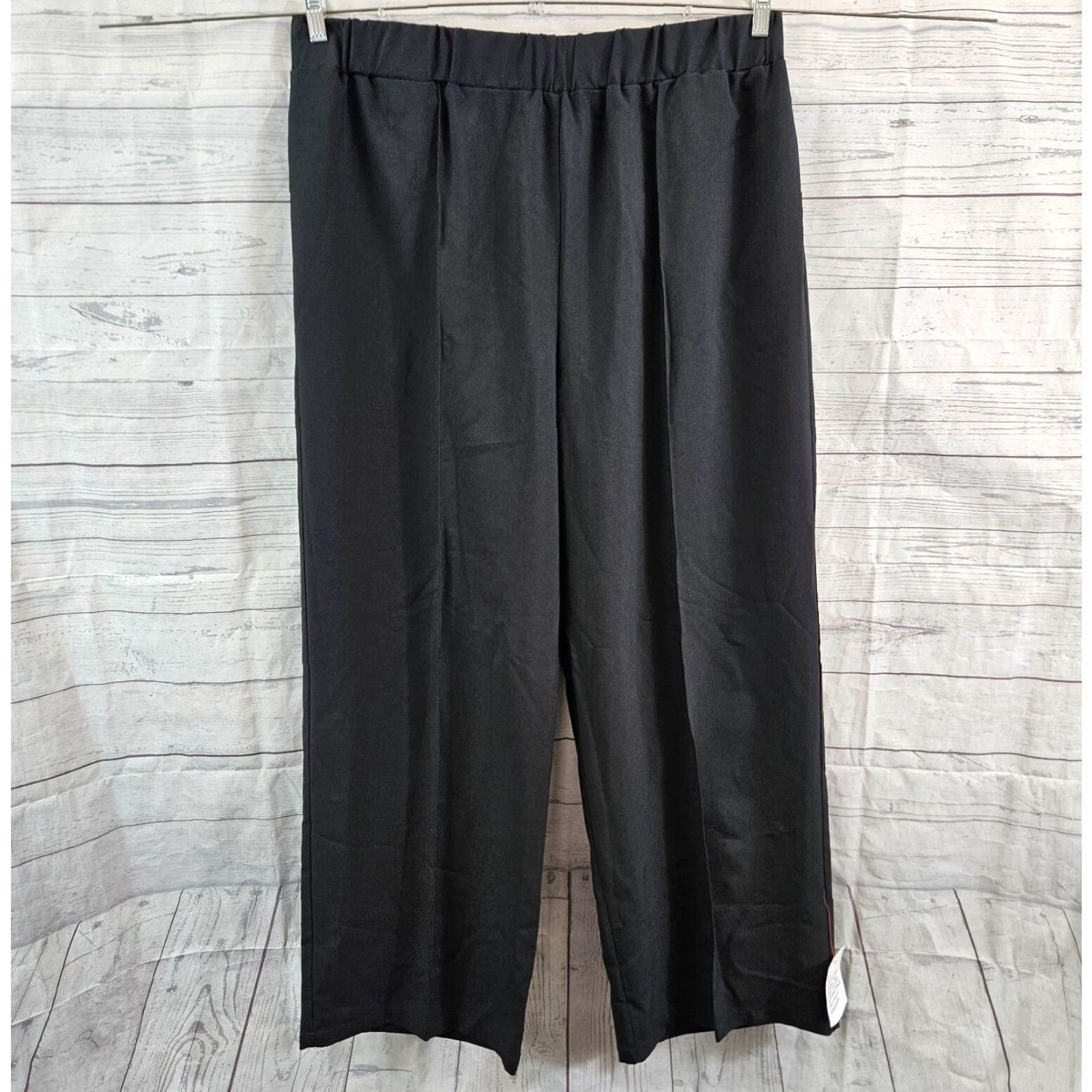 Asos ASOS Design Womens Wide Leg Pants 16 Tall Black Pull On High Rise Dress Pants Studio Womens Size 38" / US 16 / IT 52 - 2 Thumbnail