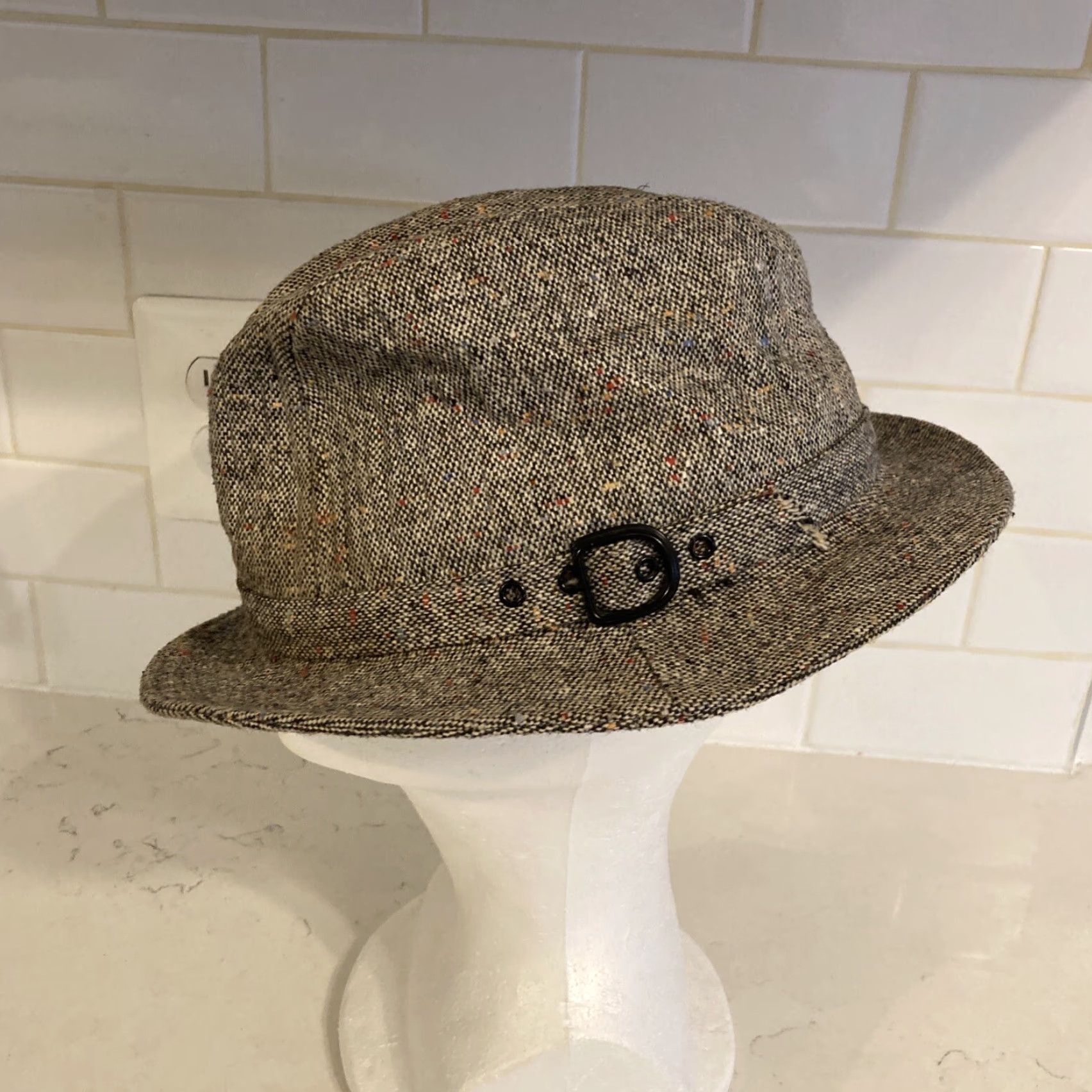 Vintage VINTAGE Fedora Gray Tweed USA 7-1/4 7-3/8 Men’s Size 7 1/4 Size ONE SIZE - 3 Thumbnail