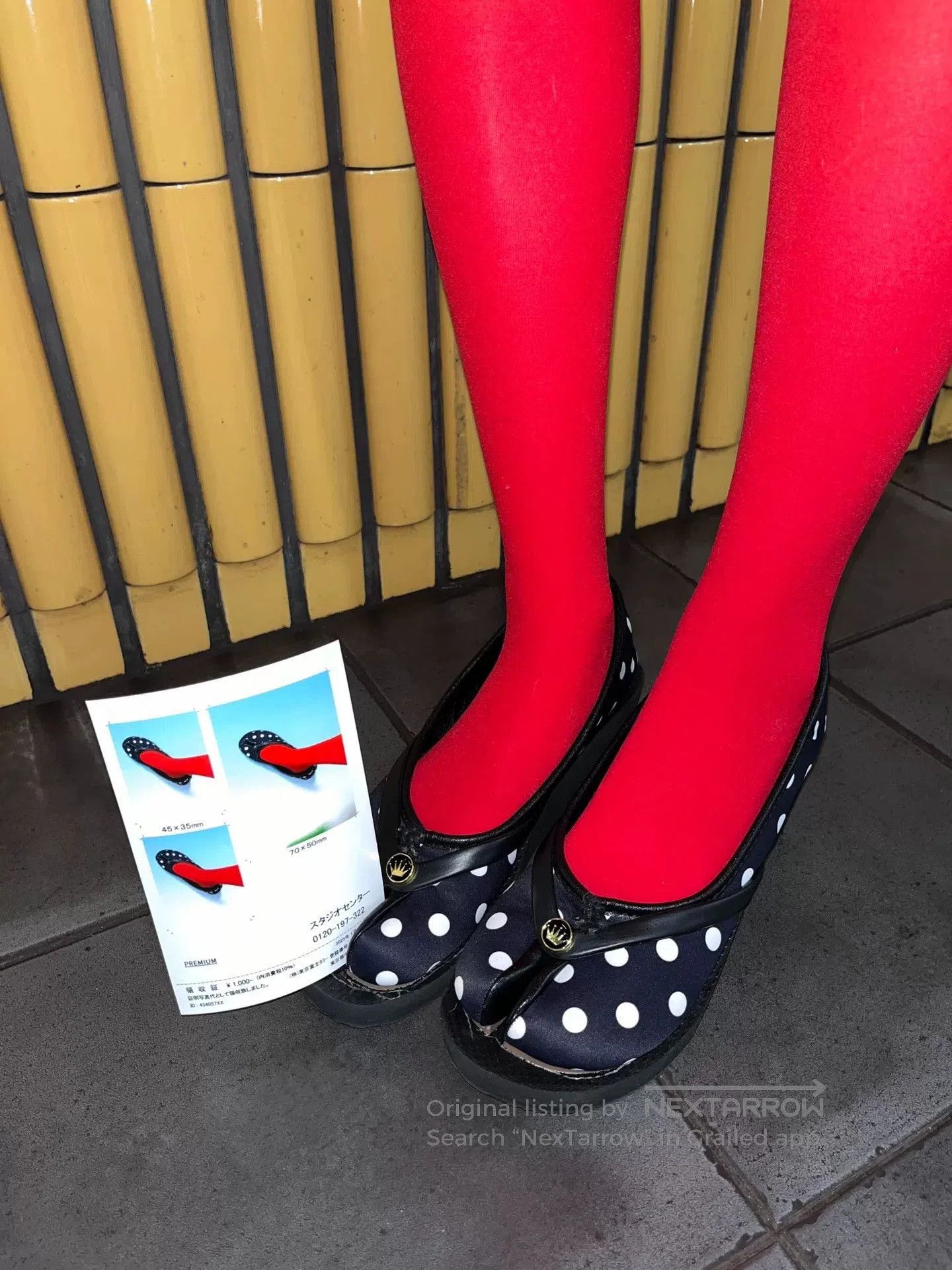 Vintage tabi flip-flops shoes with polka dots. Size US 5.5 / IT 35.5 - 4 Thumbnail