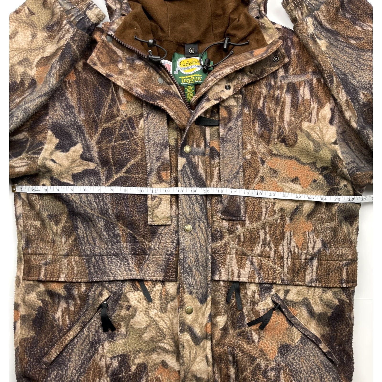 Vintage VTG Cabela's Mens USA Made Dry Plus Camouflage Hooded Hunting Jacket Heavy Lined Sz L JS? Size US L / EU 52-54 / 3 - 5 Thumbnail