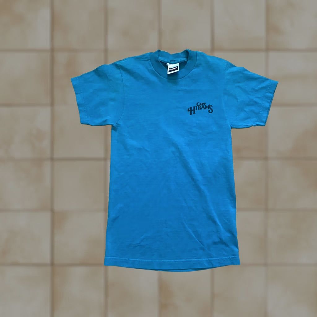 Tultex VINTAGE Captain Hirams Sebast ian Florida Mens Crop T-Shirt Sz S Teal White Tultex Crew Neck Short Sleeve Logo Pattern Solid 80s 90s Bar & Grill Mens Size US S / EU 44-46 / 1 - 1 Thumbnail