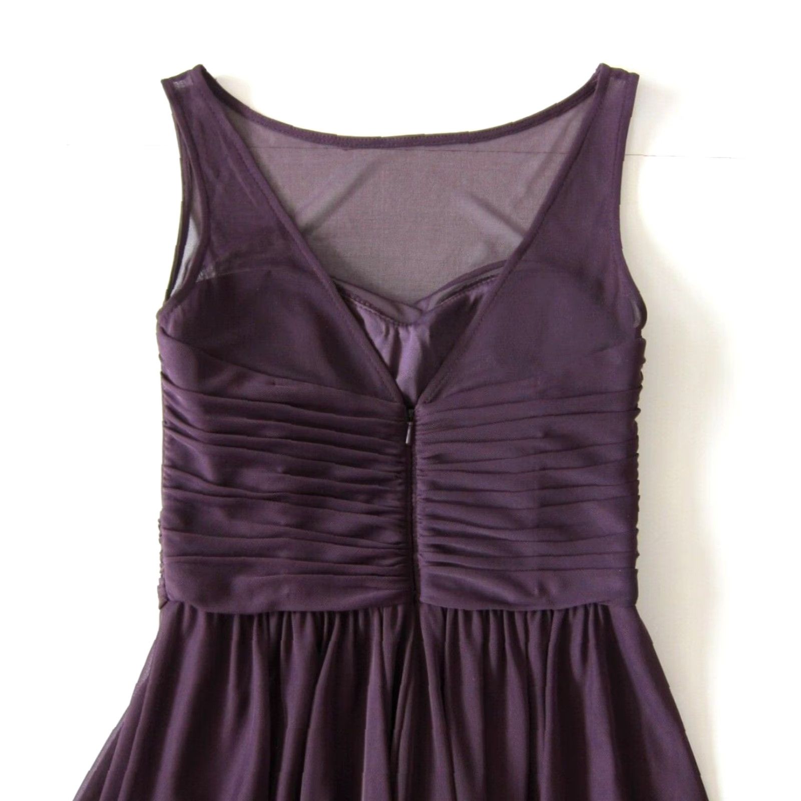 Vintage VINTAGE David's Bridal Eggplant Purple Sleeveless Ruched Empire Bridal Party Dress 0 Size XS / US 0-2 / IT 36-38 - 5 Thumbnail
